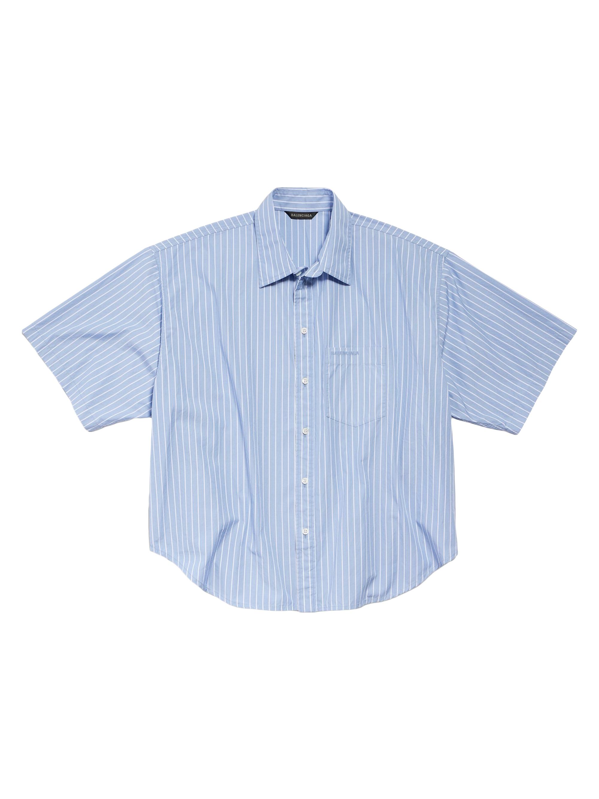 Balenciaga Women's Short Sleeve Shirt Regular Fit - Light Blue