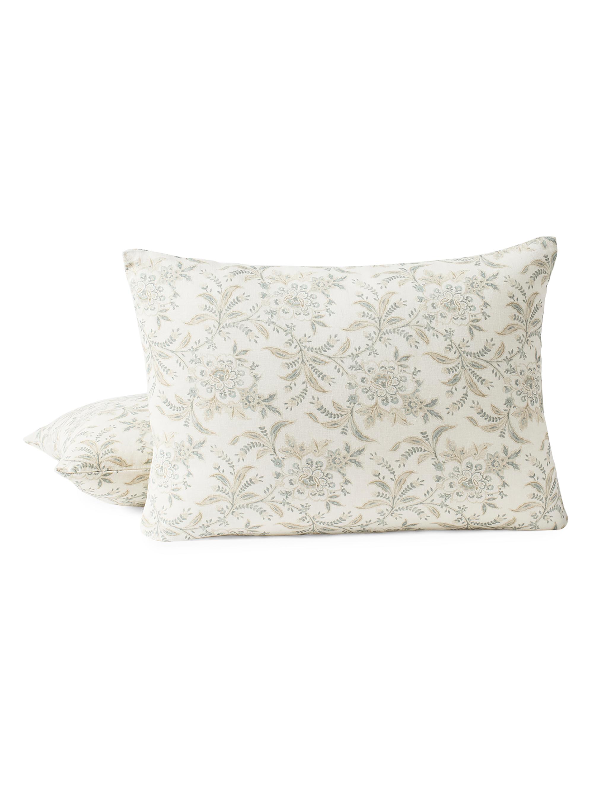 Coyuchi Marguerite Organic Print Decorative Pillow Cover - Praline Natural Standard