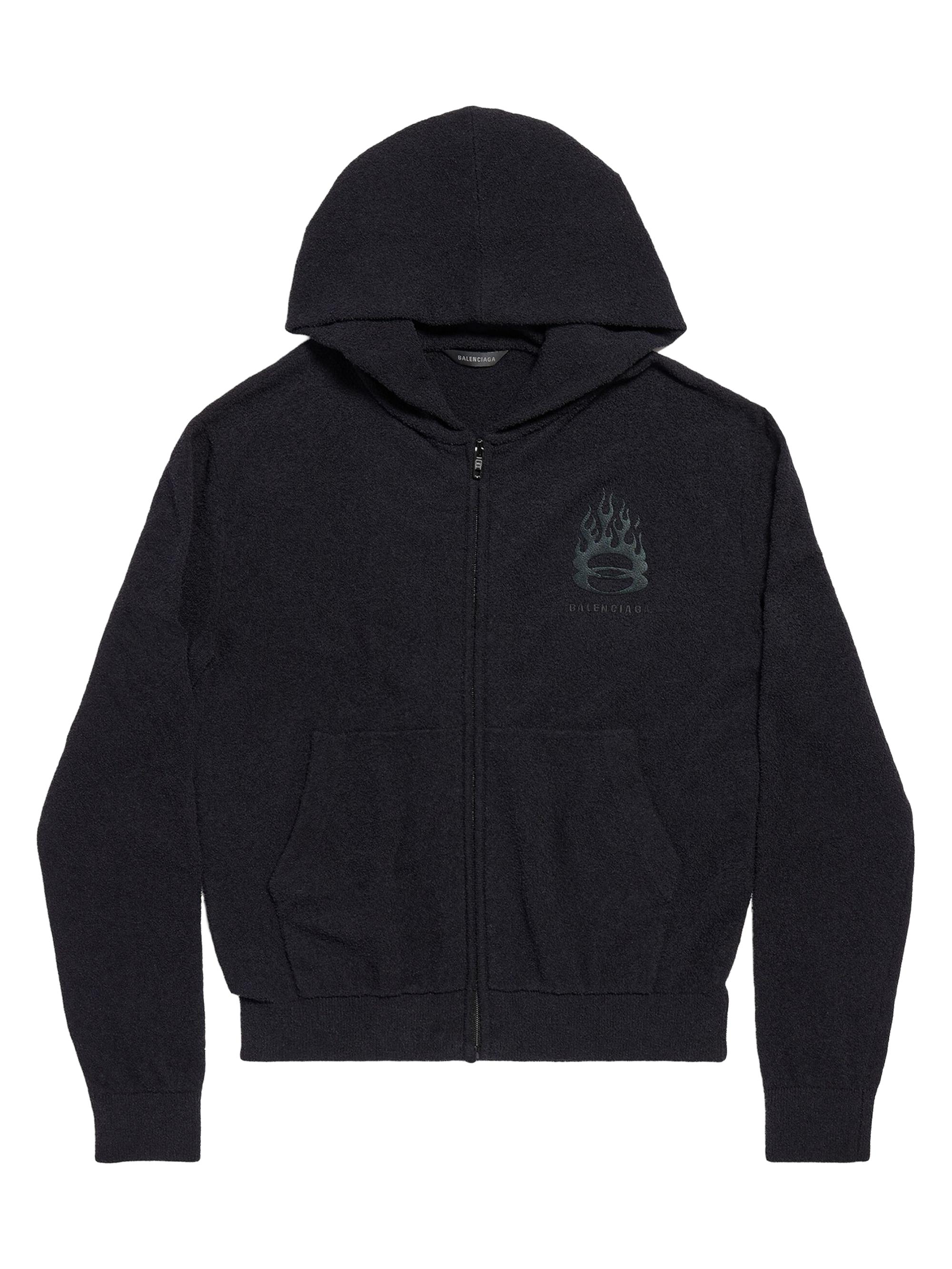 Balenciaga Women's Burning Unity Zip-Up Fitted Hoodie - Black
