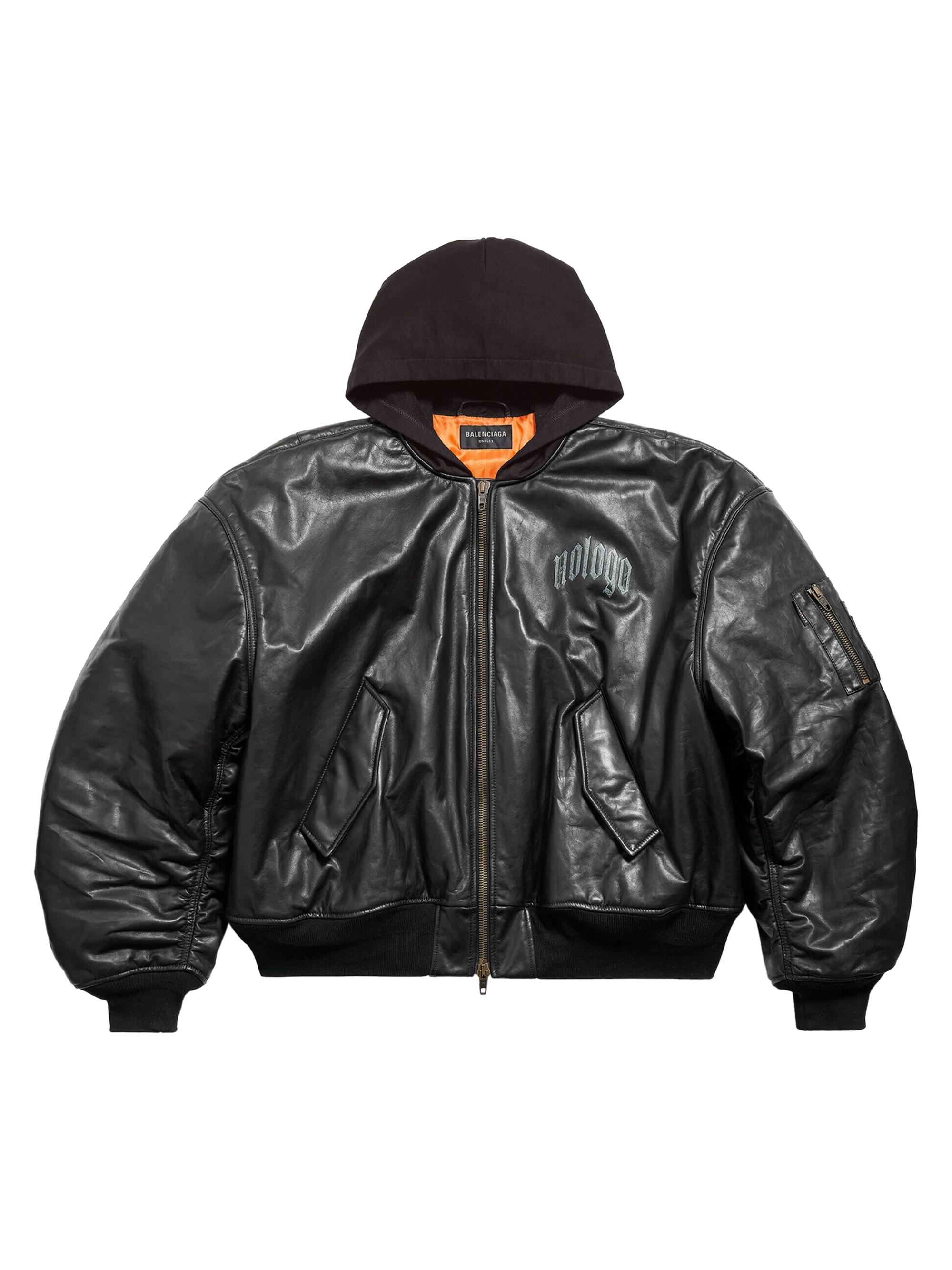 Balenciaga Nologo Hooded Bomber Jacket - Black