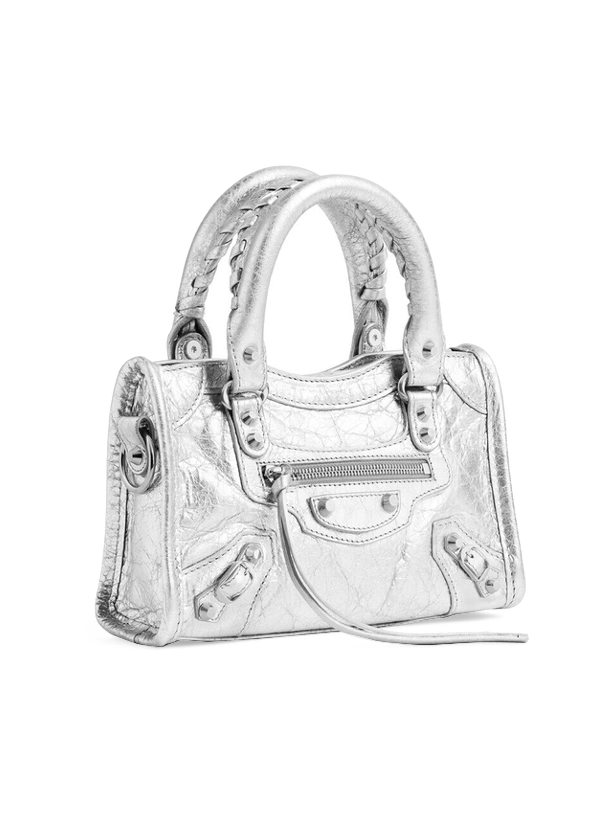 【新品・未使用】BALENCIAGA ミニパース 白色✕デザイン Balenciaga // White Leather Neo City Mini Embossed Bag – VSP