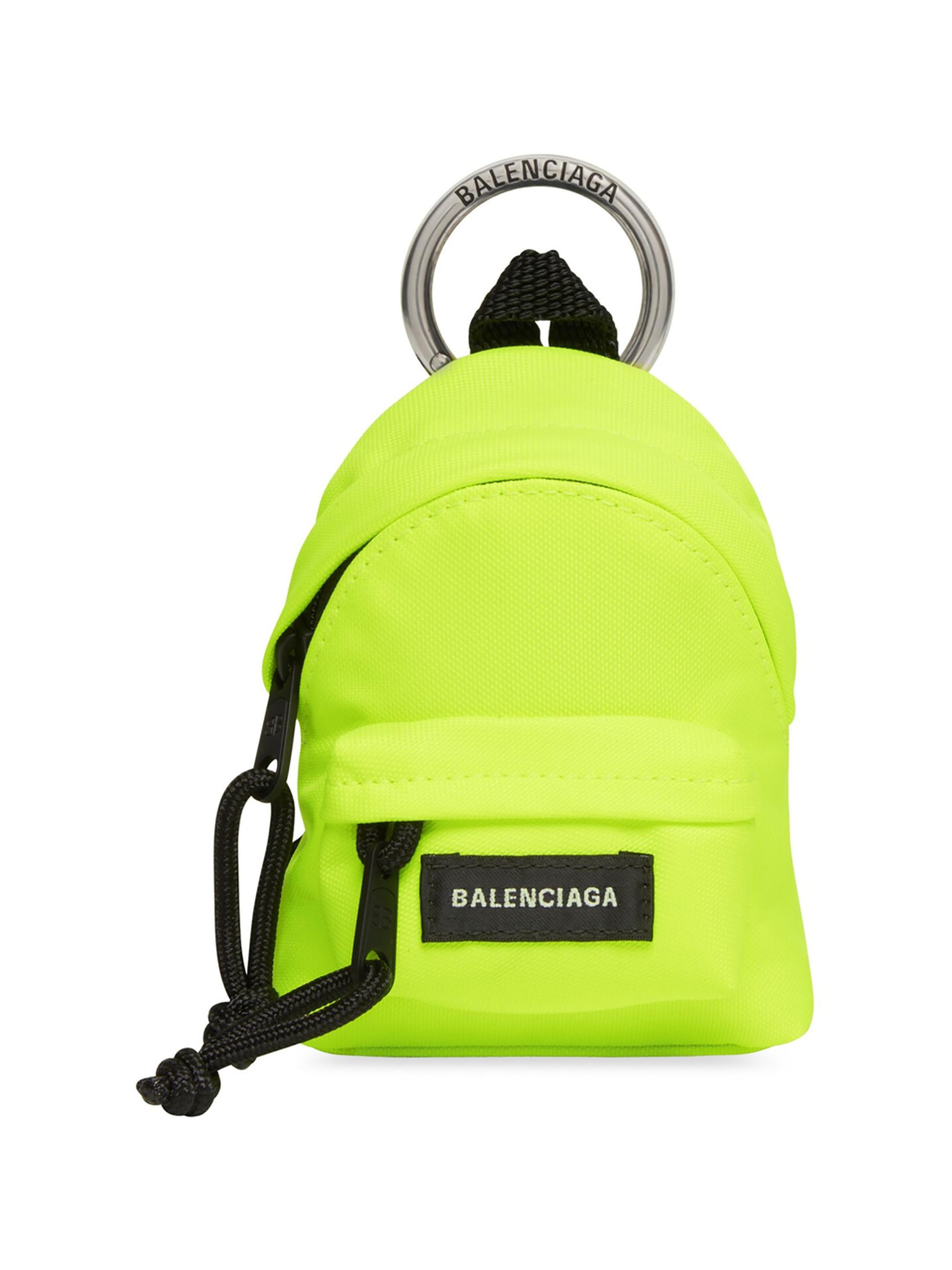 Balenciaga Men's Micro Backpack Keychain - Neon Yellow