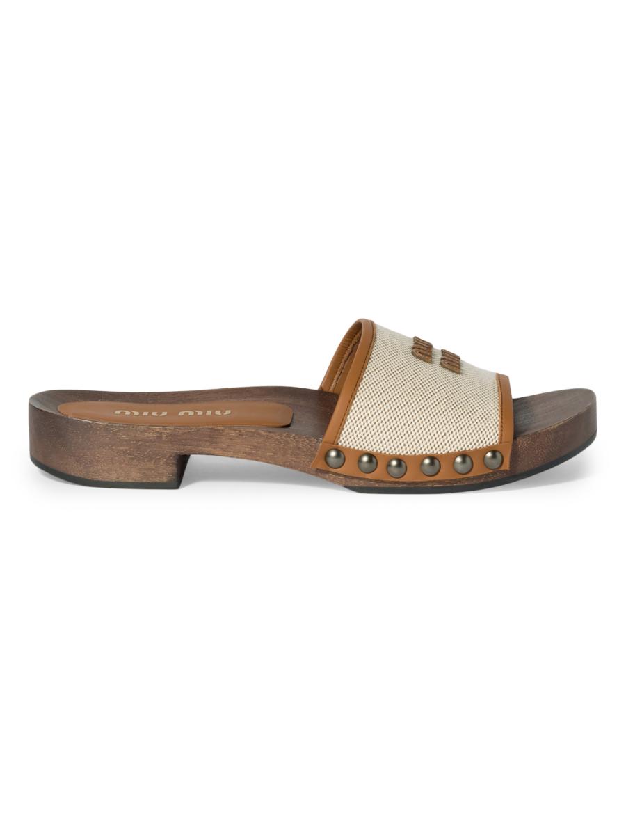 サンダル・ミュール MIU MIU CANVAS AND LEATHER CLOGS 0400023007957?wid=900