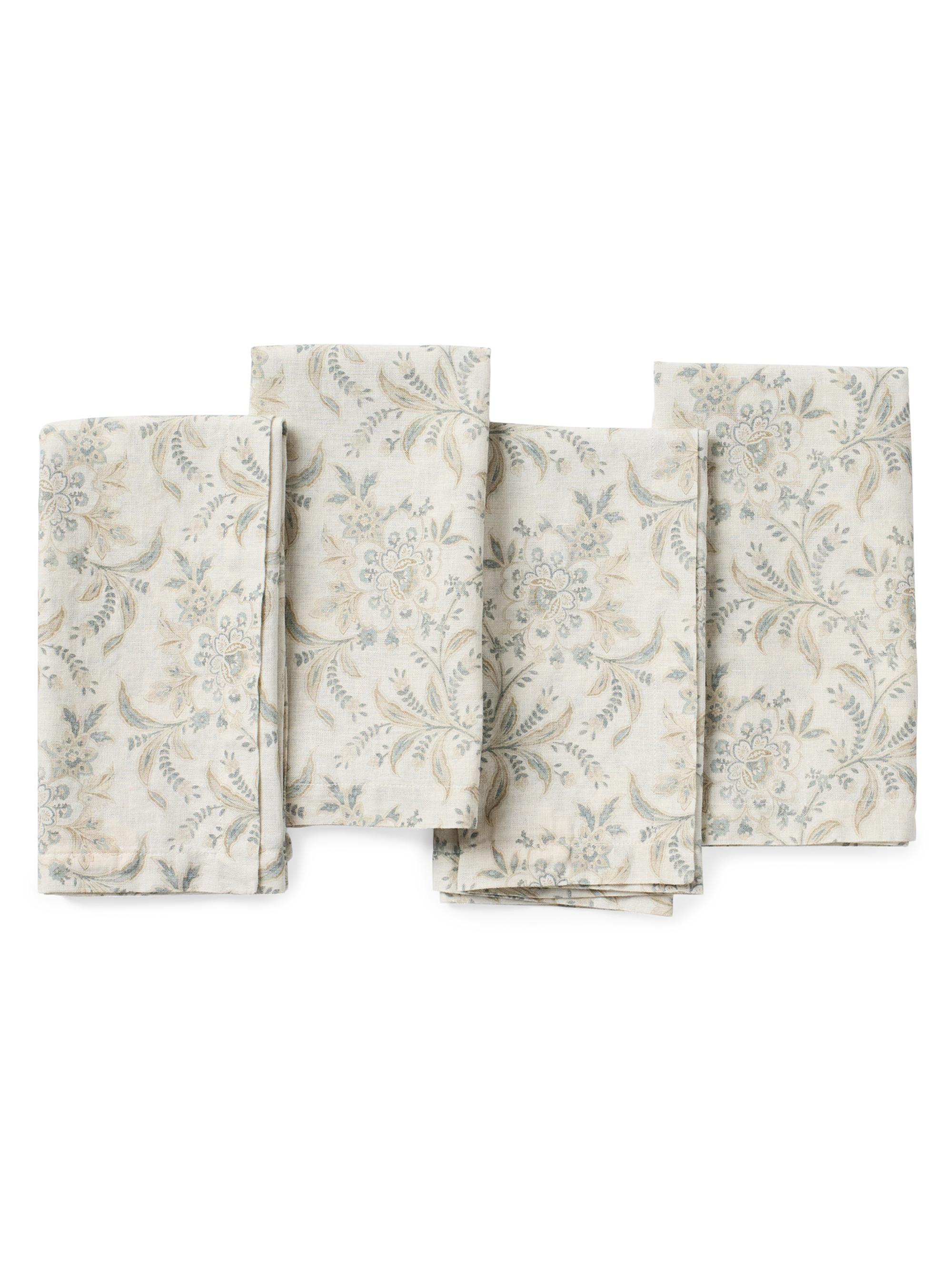 Coyuchi Marguerite Organic Print Napkin Set - Praline Natural