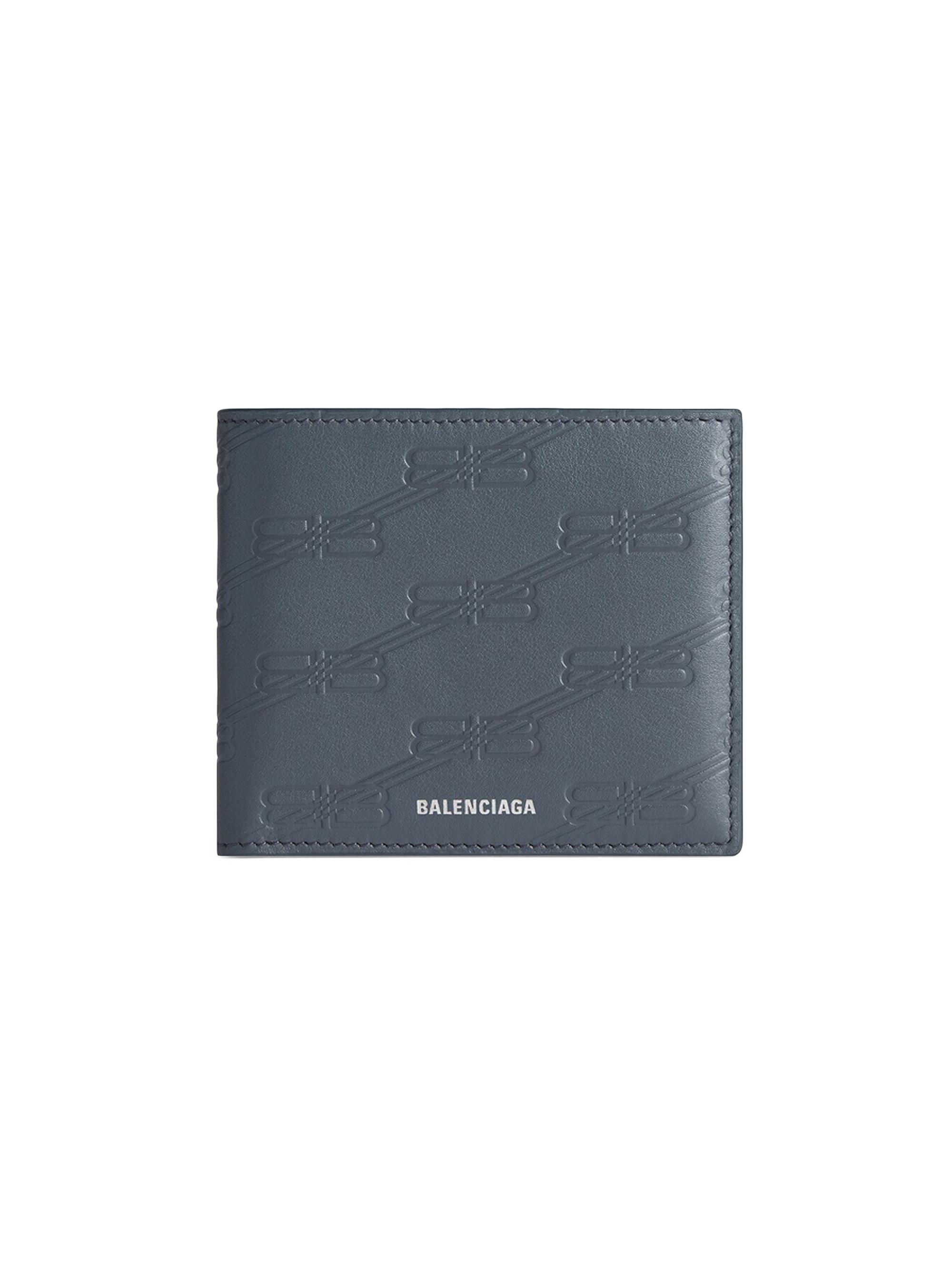Balenciaga Men's Embossed Monogram Square Folded Wallet in Box - Dark Blue