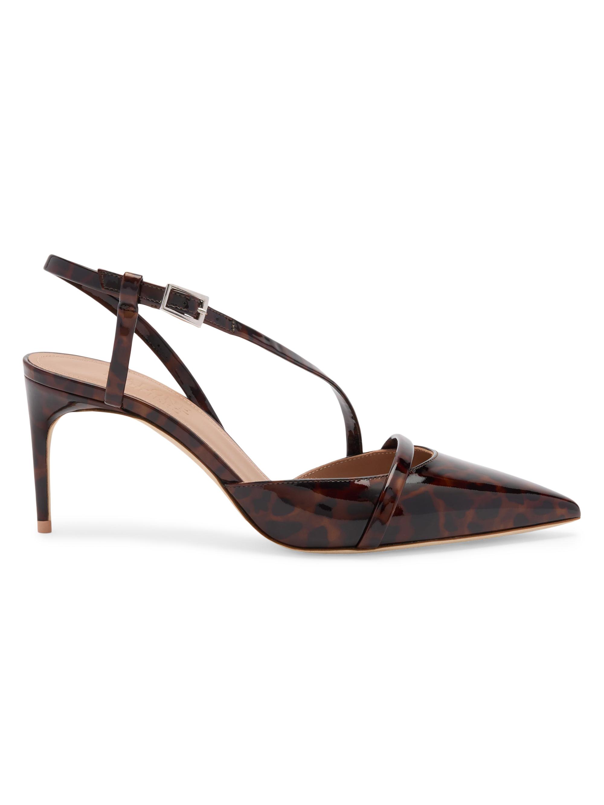 Malone Souliers Women's Valeria 70MM Leopard Patent Leather Slingback Pumps - Brown