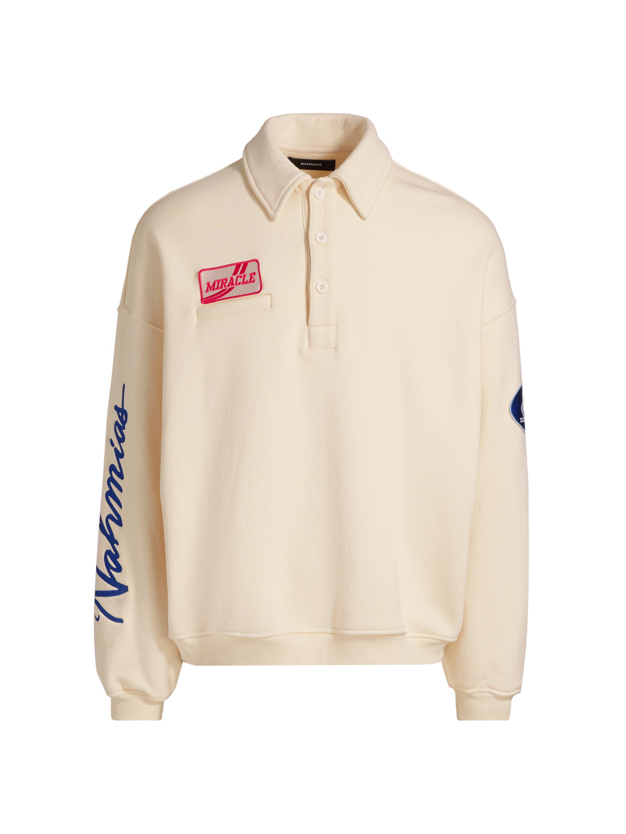 Nahmias Men's Embroidered Cotton Polo Shirt - Egg White