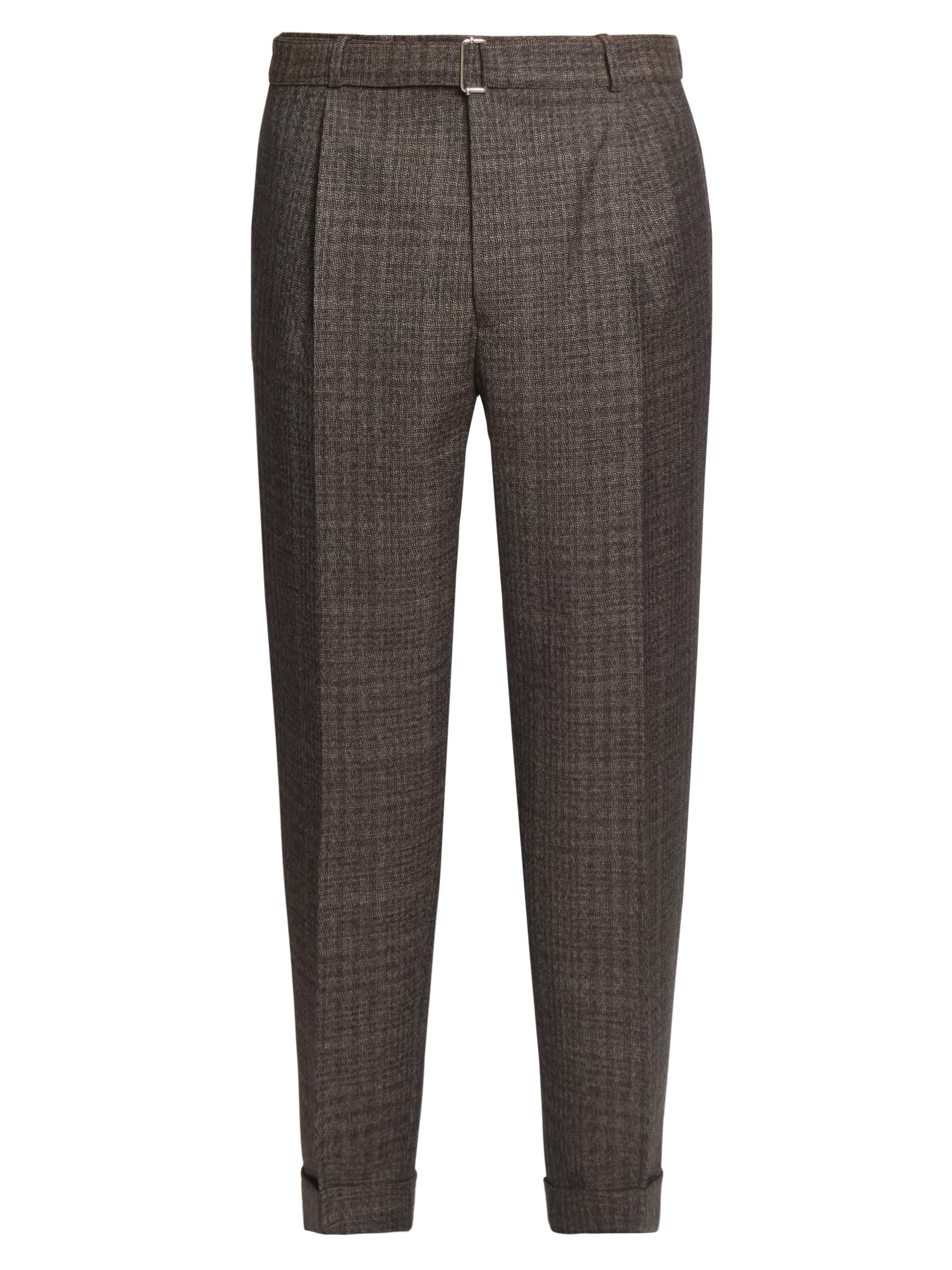 Officine Générale Men's Hugo Plaid Virgin-Wool Straight-Leg Pants - Iced Coffee Dark Brown Ecru