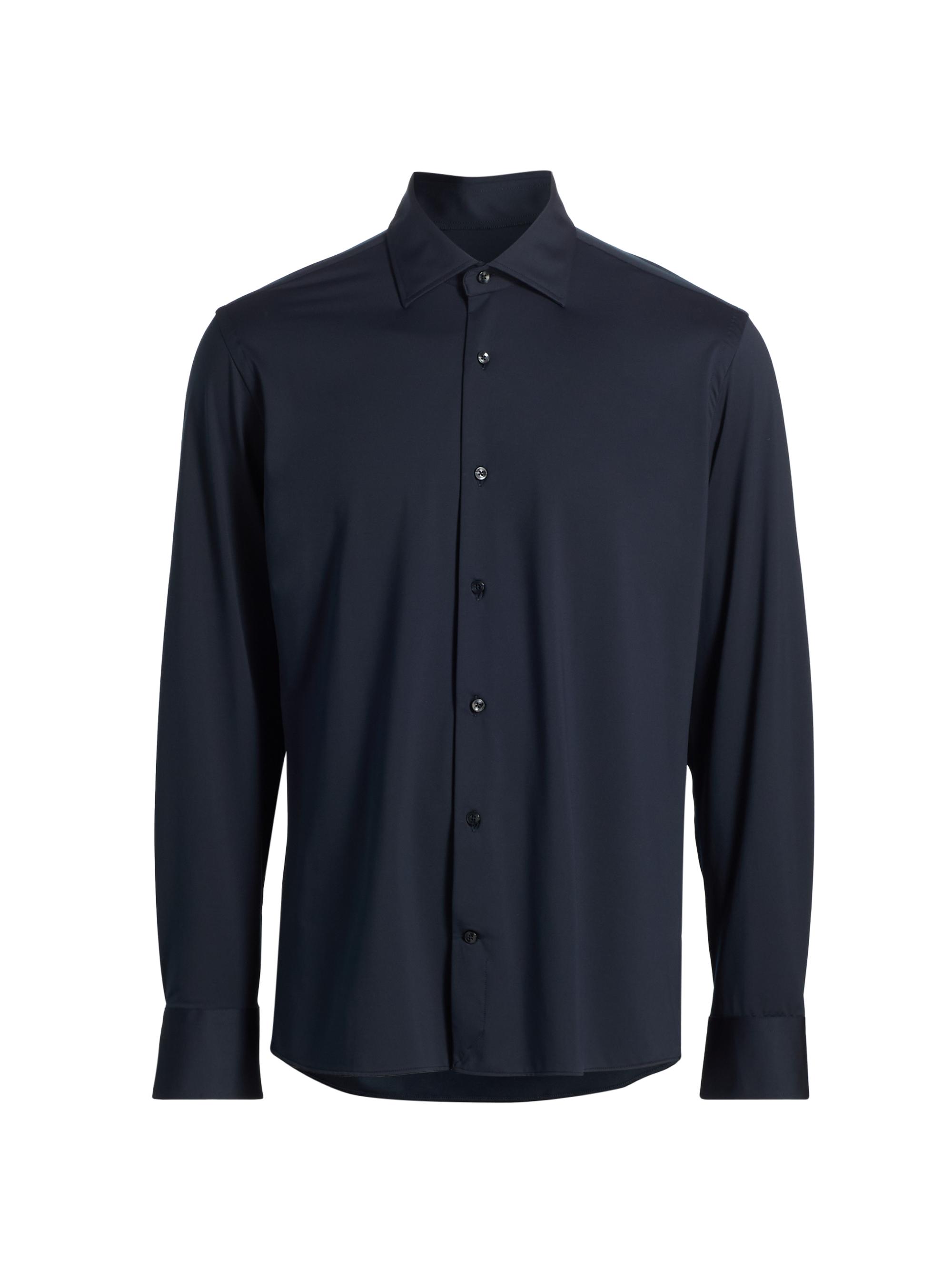 Saks Fifth Avenue Men's COLLECTION Stretch Soild Shirt - Black