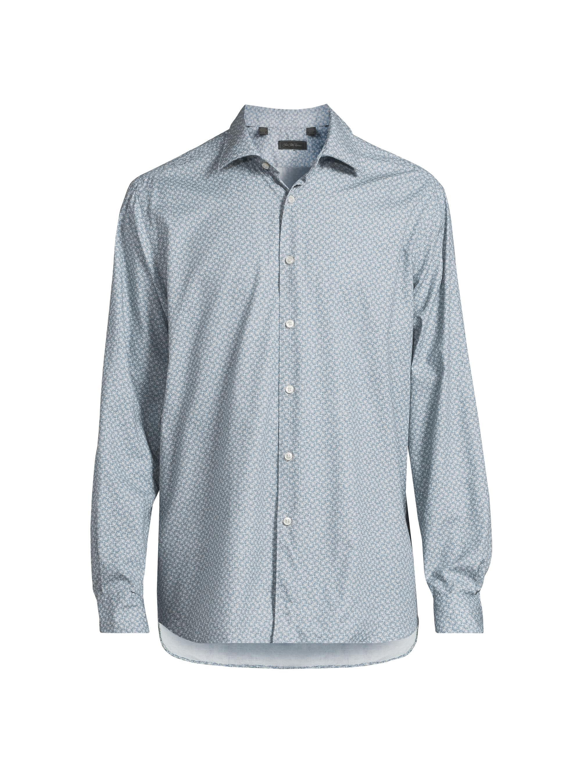 Saks Fifth Avenue Men's COLLECTION Geo Circle Cotton Shirt - Light Blue