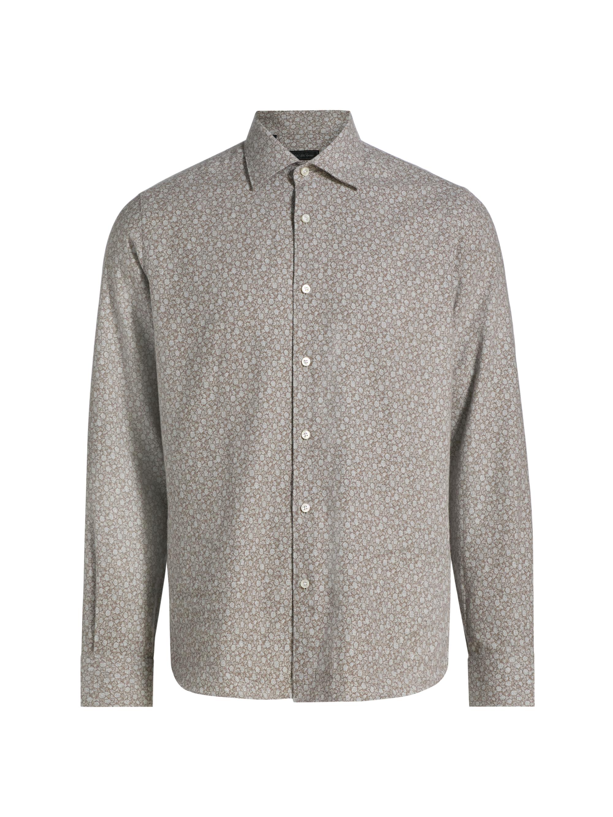 Saks Fifth Avenue Men's Floral Cotton Flannel Shirt - Tan