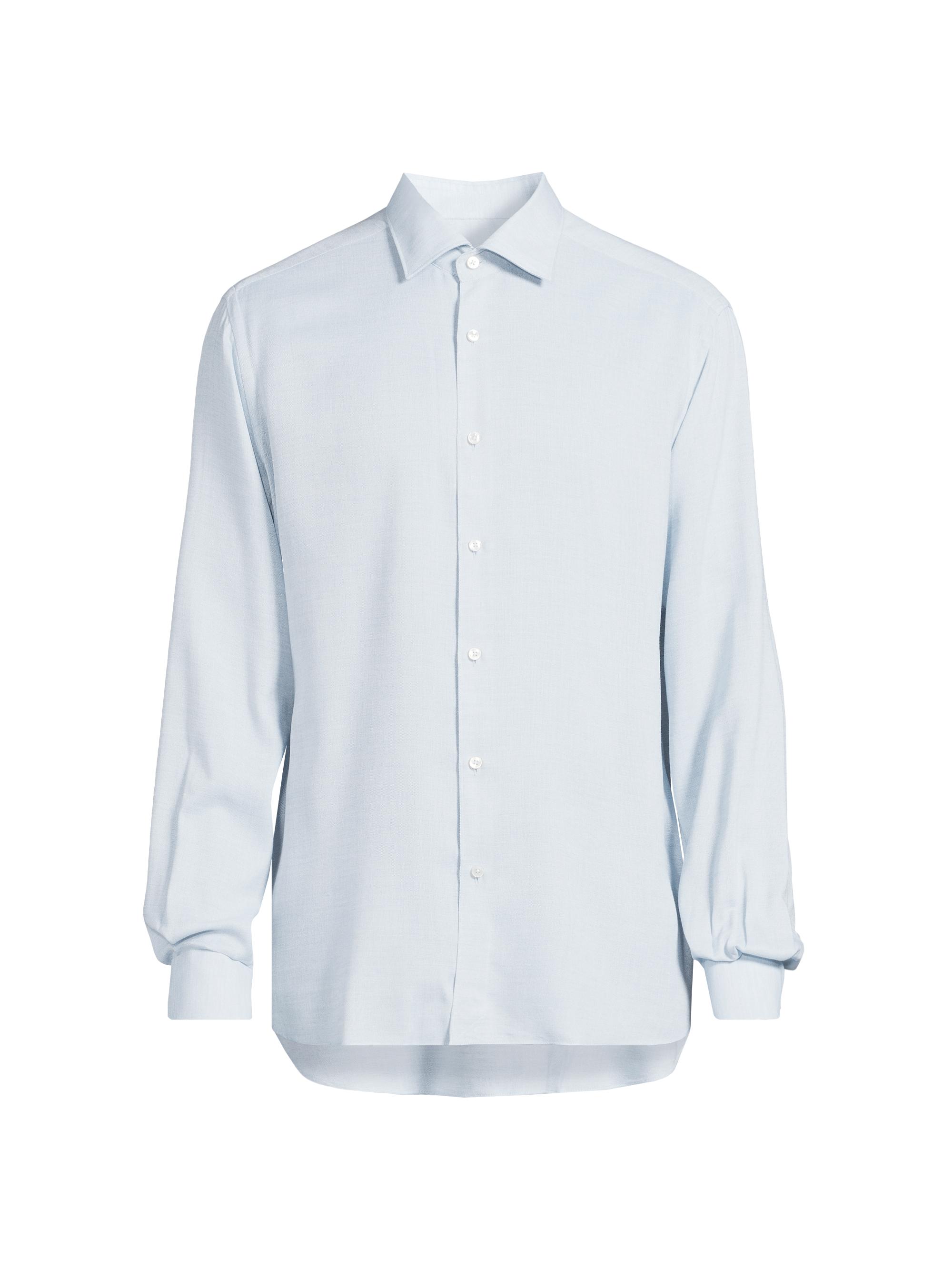 Saks Fifth Avenue Men's COLLECTION Button-Front Modal-Wool Shirt - Light Blue