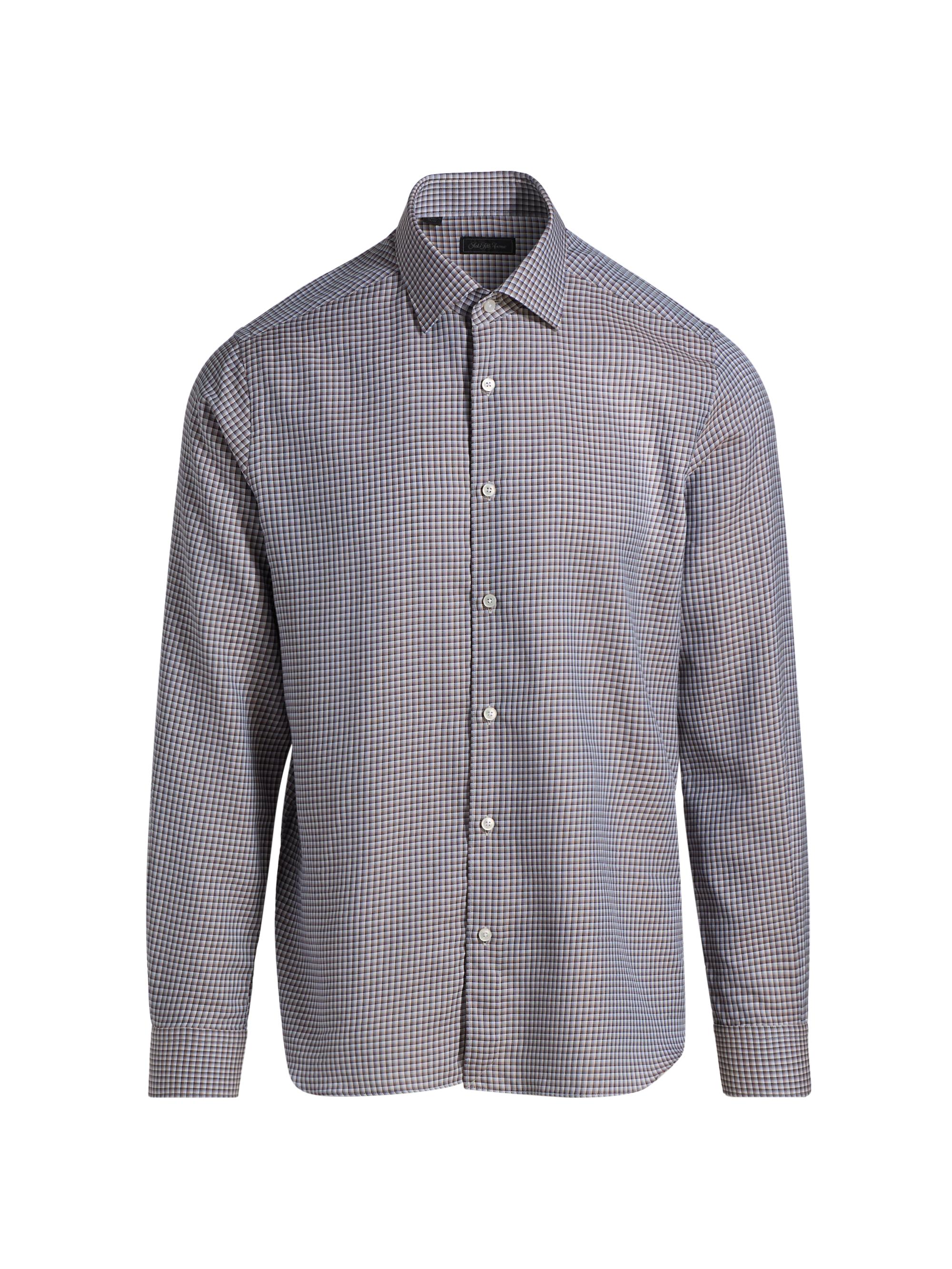 Saks Fifth Avenue Men's COLLECTION Checked Cotton Button-Front Shirt - Brown Blue
