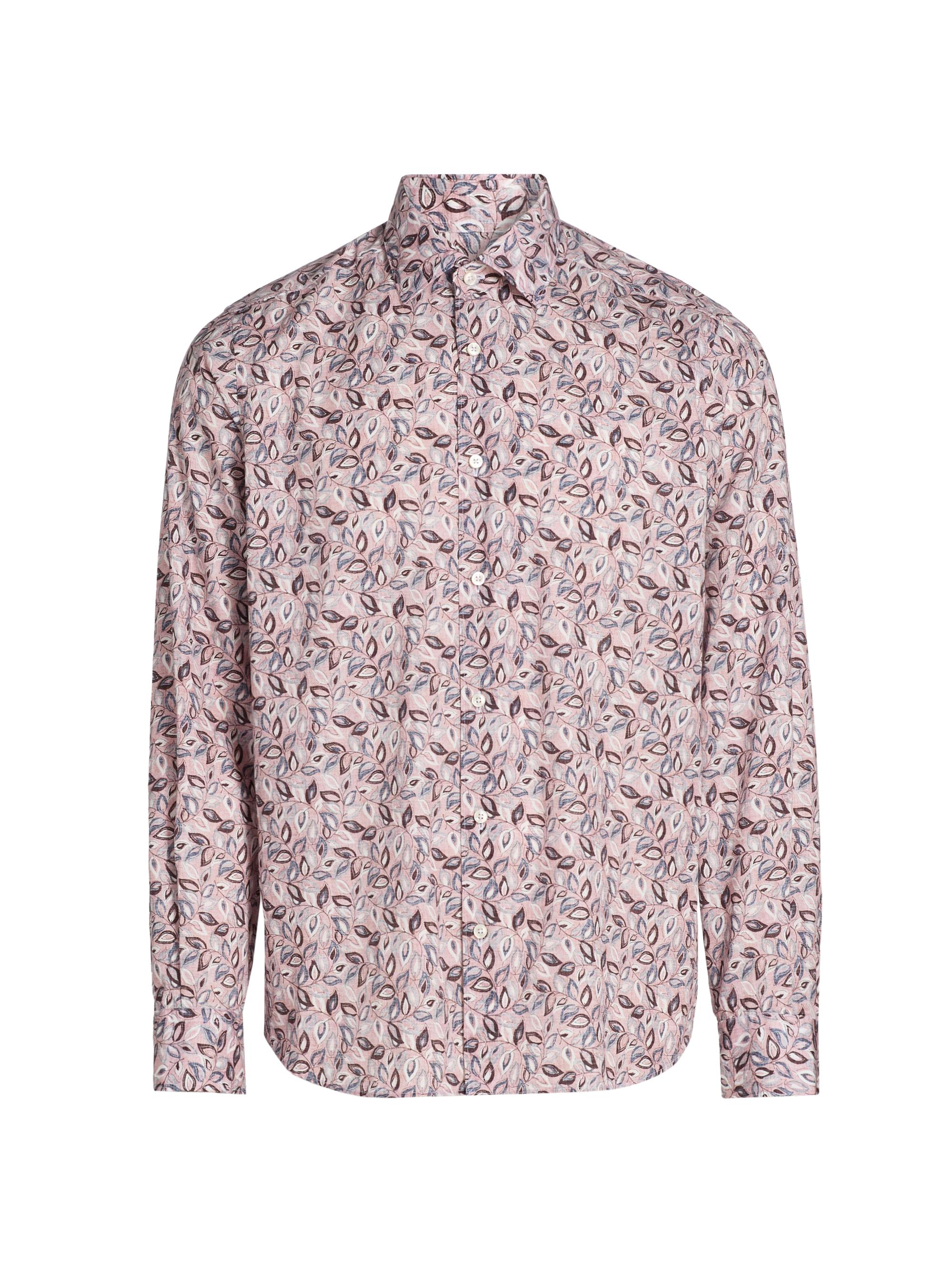 Saks Fifth Avenue Men's Pink Leaves Button-Front Shirt - Purple