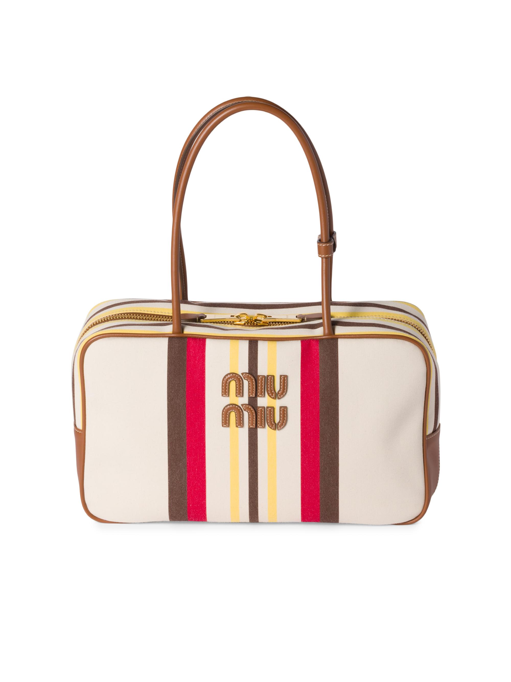 Miu Miu Beau Canvas and Leather Top Handle Bag | Saks Fifth