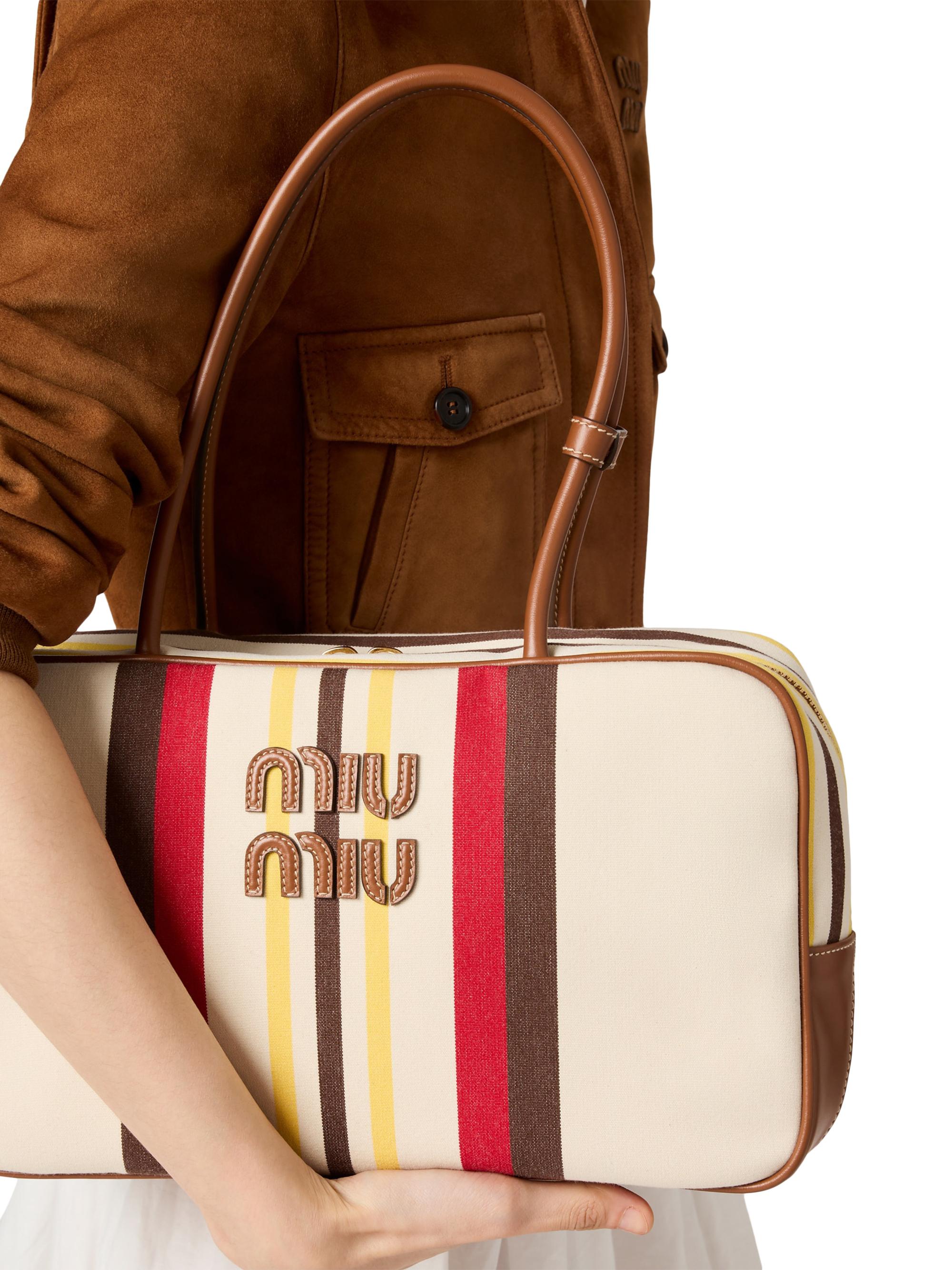 Miu Miu Beau Canvas and Leather Top Handle Bag | Saks Fifth