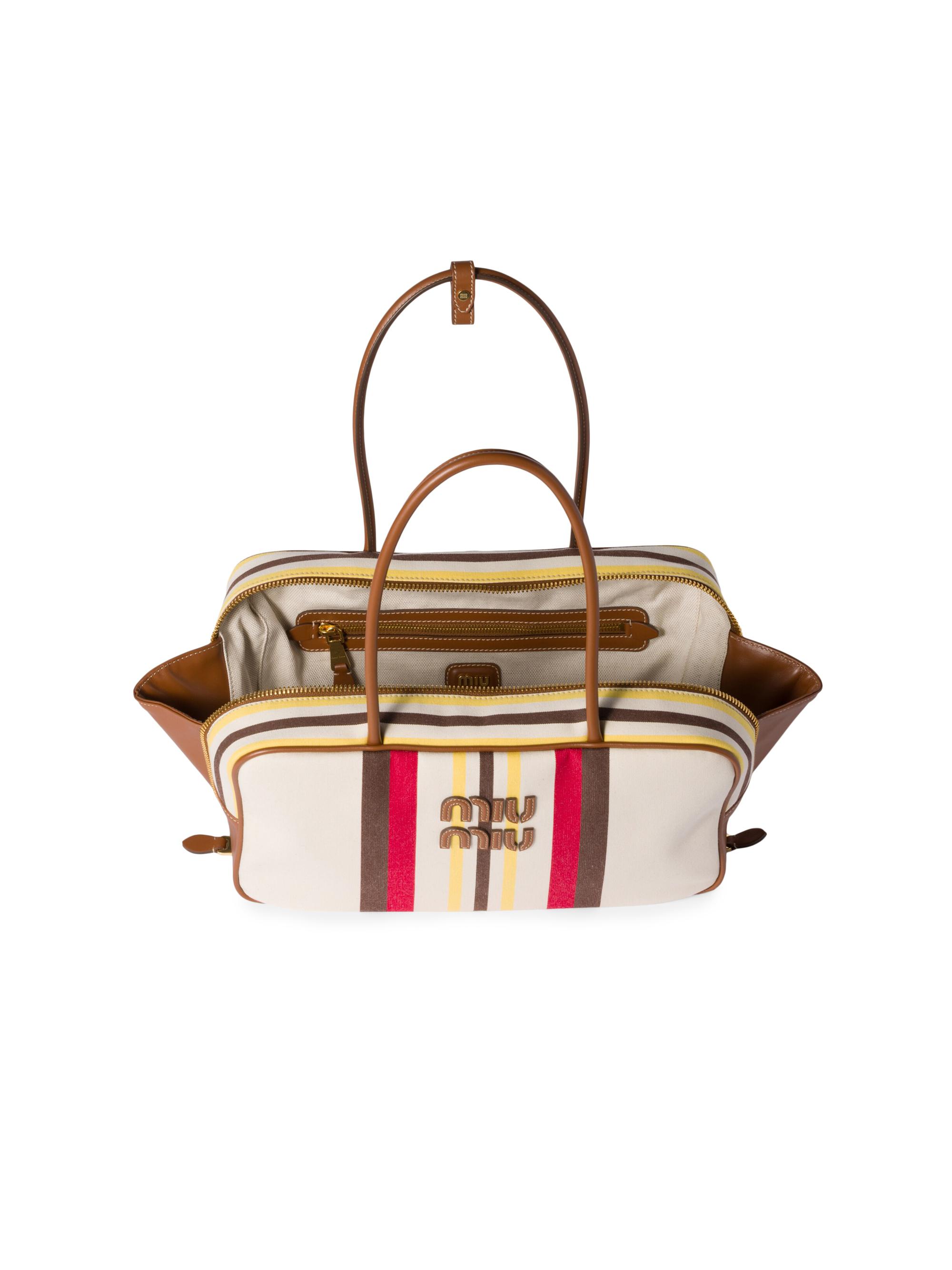 Miu Miu Beau Canvas and Leather Top Handle Bag | Saks Fifth