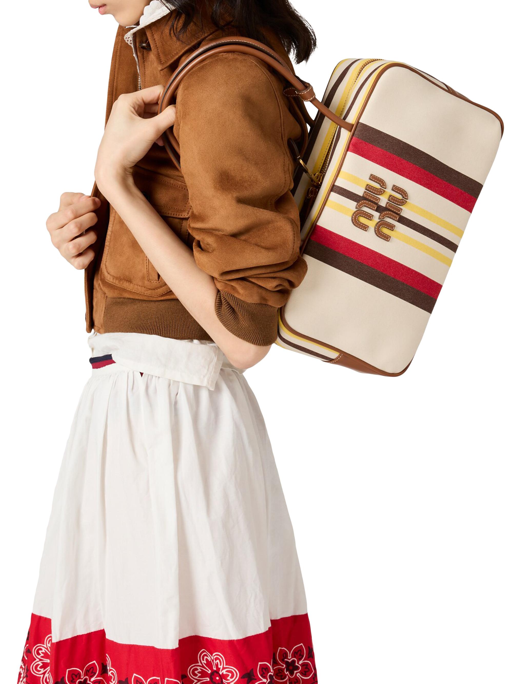 Miu Miu Beau Canvas and Leather Top Handle Bag | Saks Fifth