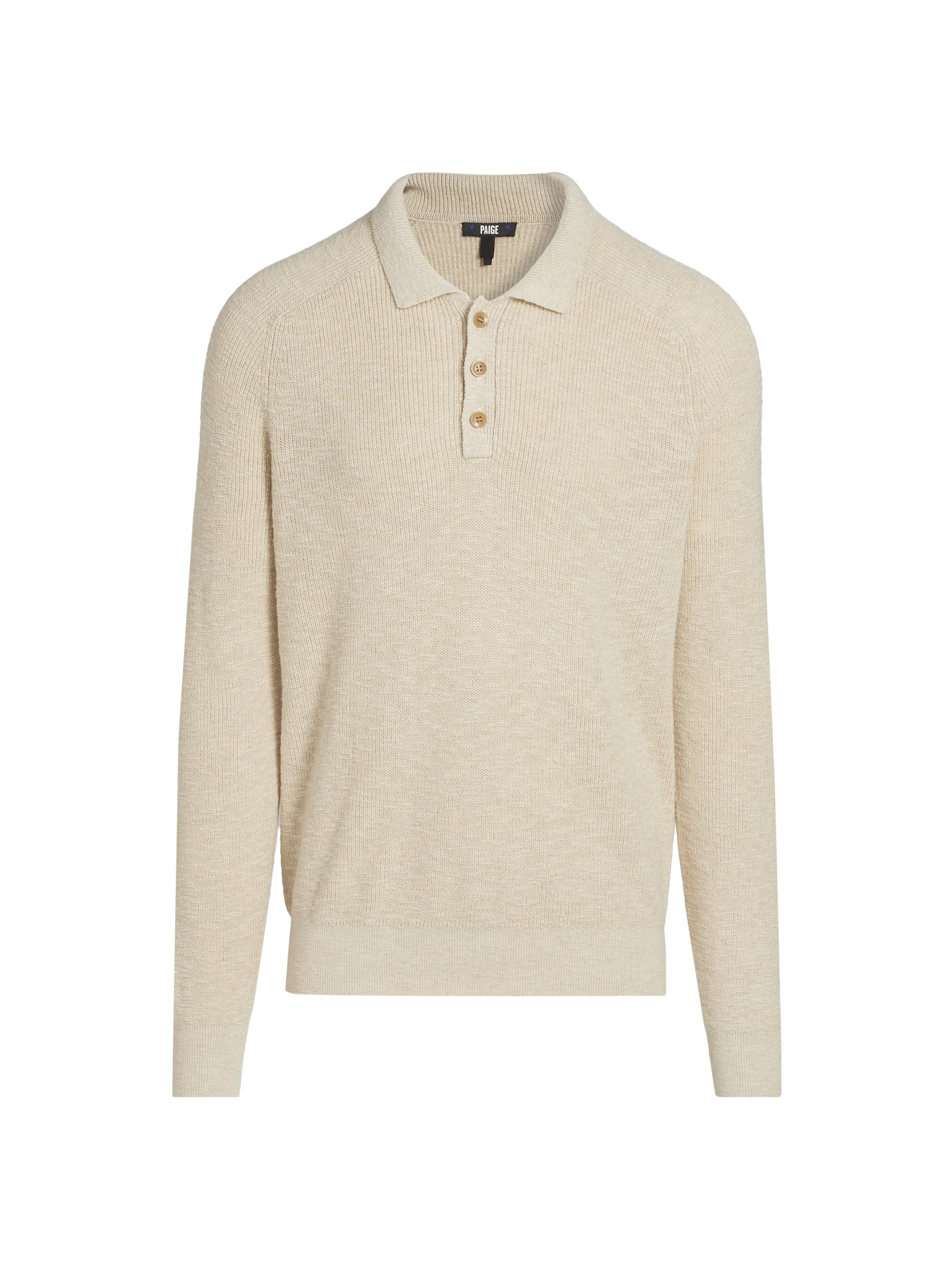 Paige Men's Tellers Cotton-Linen Polo Sweater - Joshua Tree