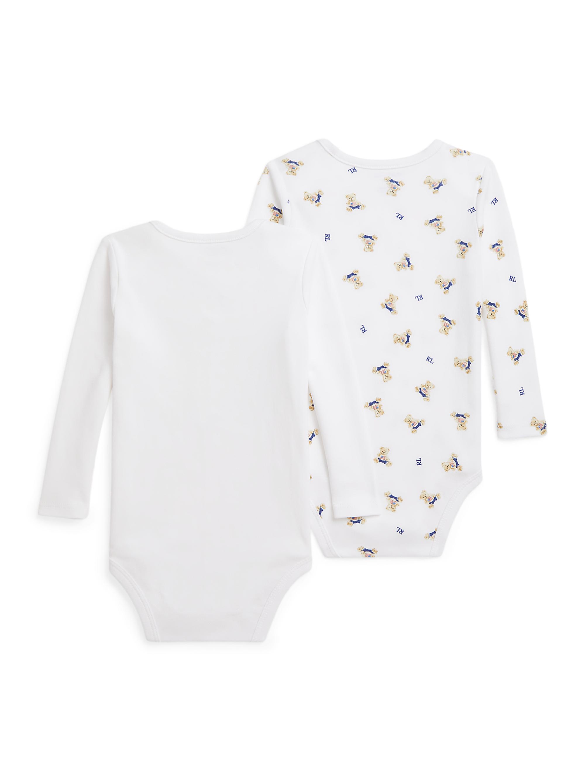 Polo Ralph Lauren Baby Boy's 2-Piece American Flag Polo Bear Bodysuit Set - White | Thumbnail 2