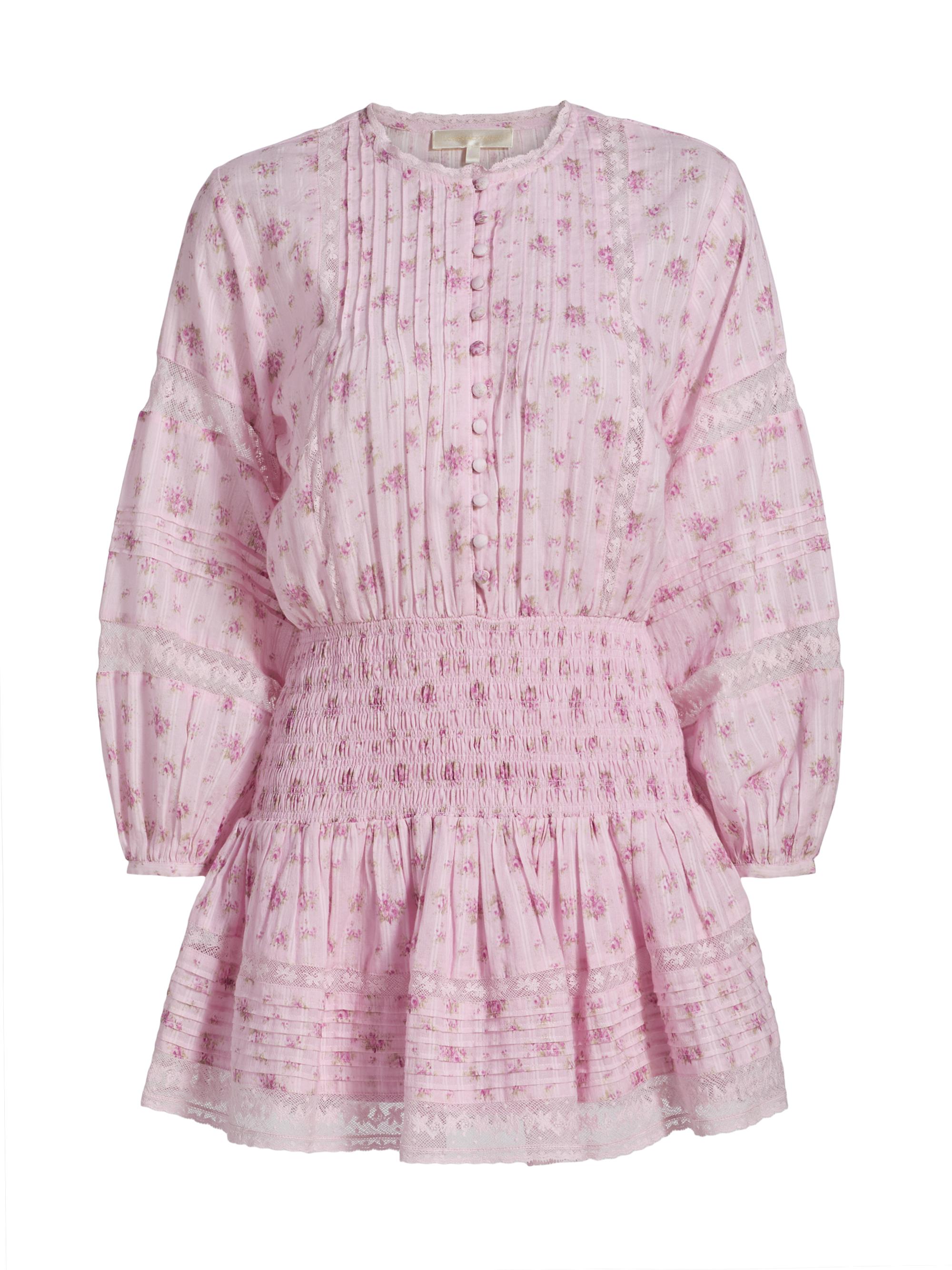 LoveShackFancy Women's Janis Floral Cotton Minidress - Raspberry Fields