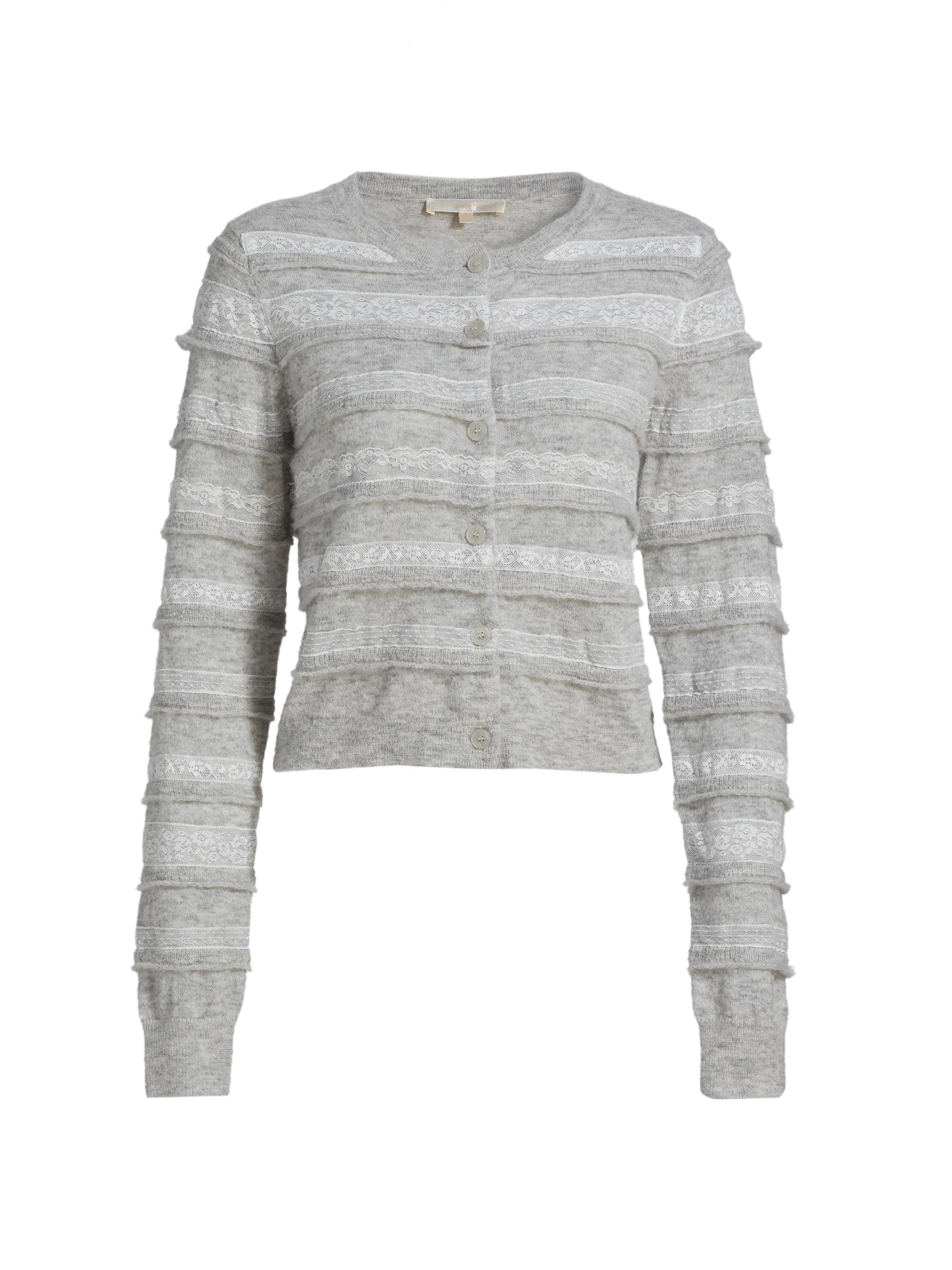 LoveShackFancy Women's Claralise Stripe Cardigan - Pale Grey Melange