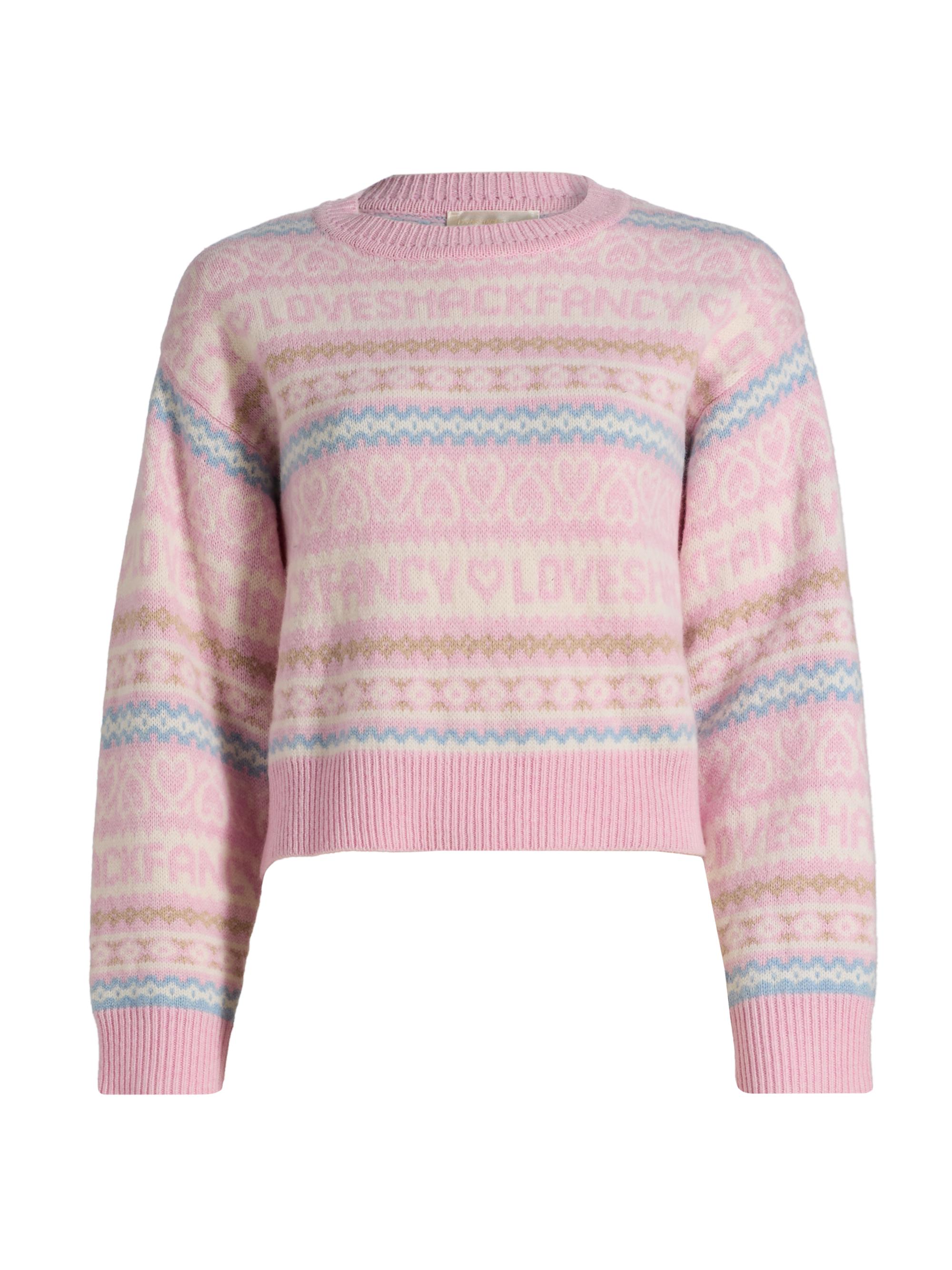 LoveShackFancy Women's Emberly Fair Isle-Style Merino Wool Sweater - Peach Dream