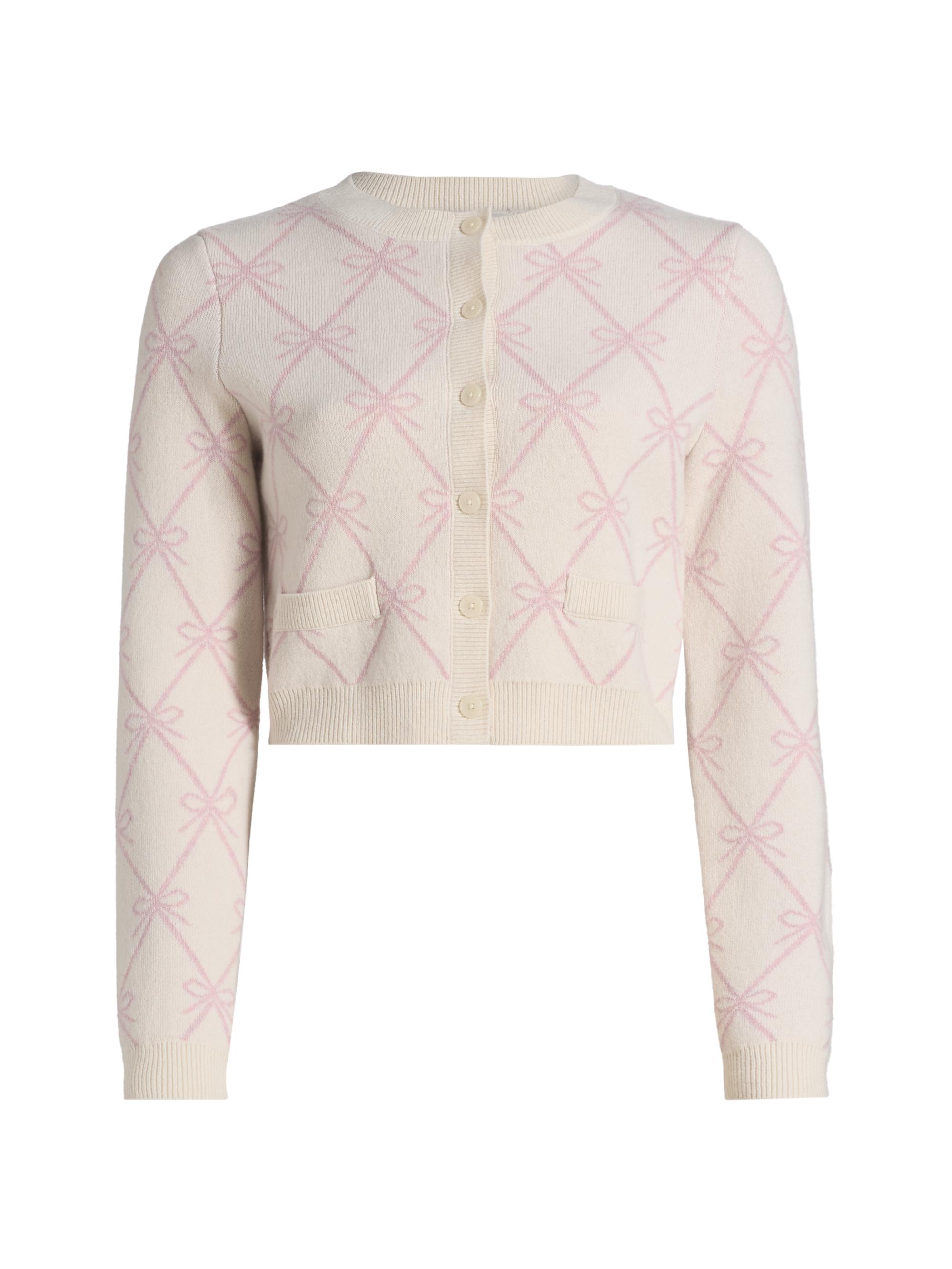 LoveShackFancy Women's Veronika Bow Cardigan - Milk Rose