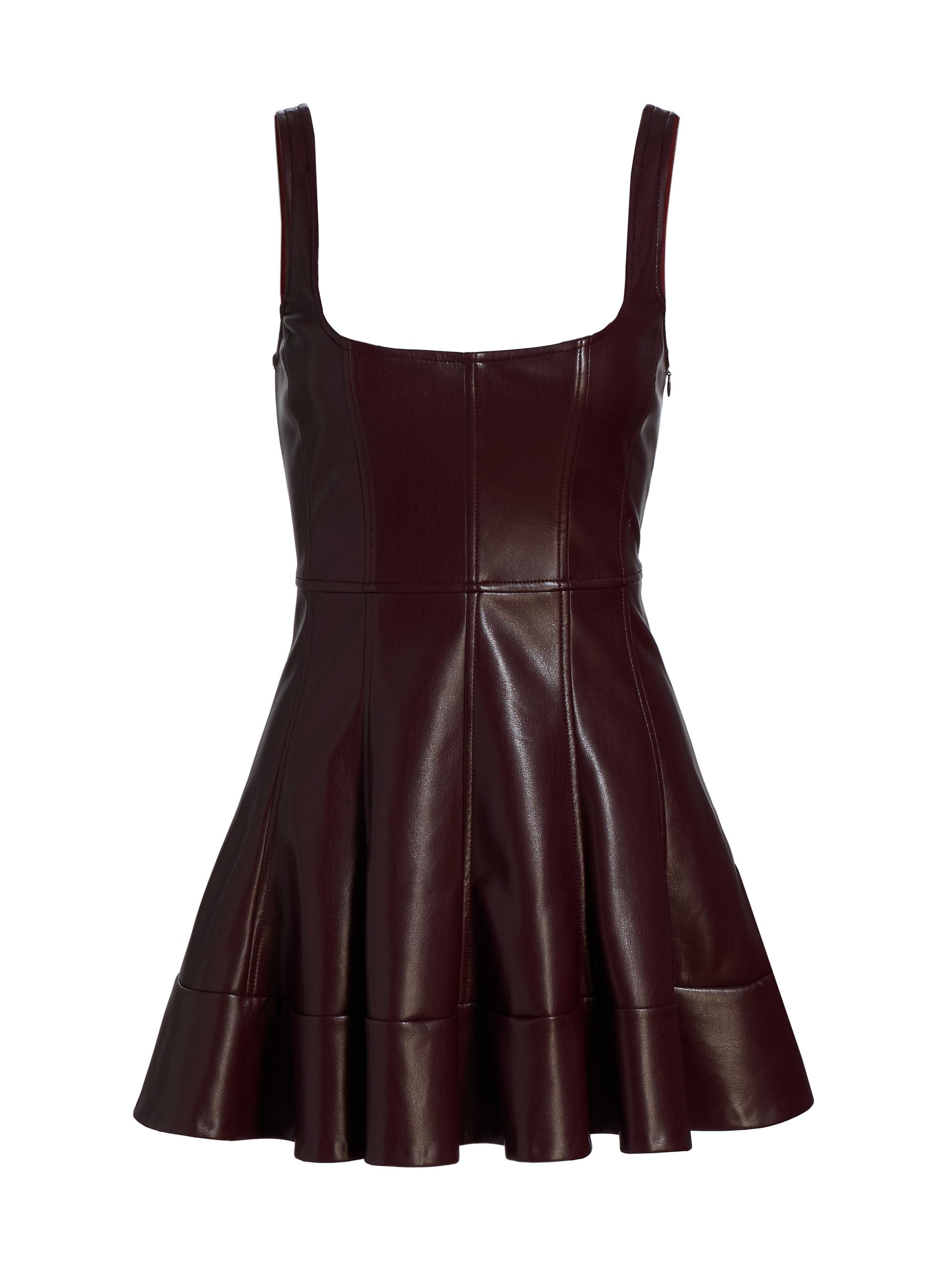 LoveShackFancy Women's Fauber Faux-Leather Minidress - Oxblood