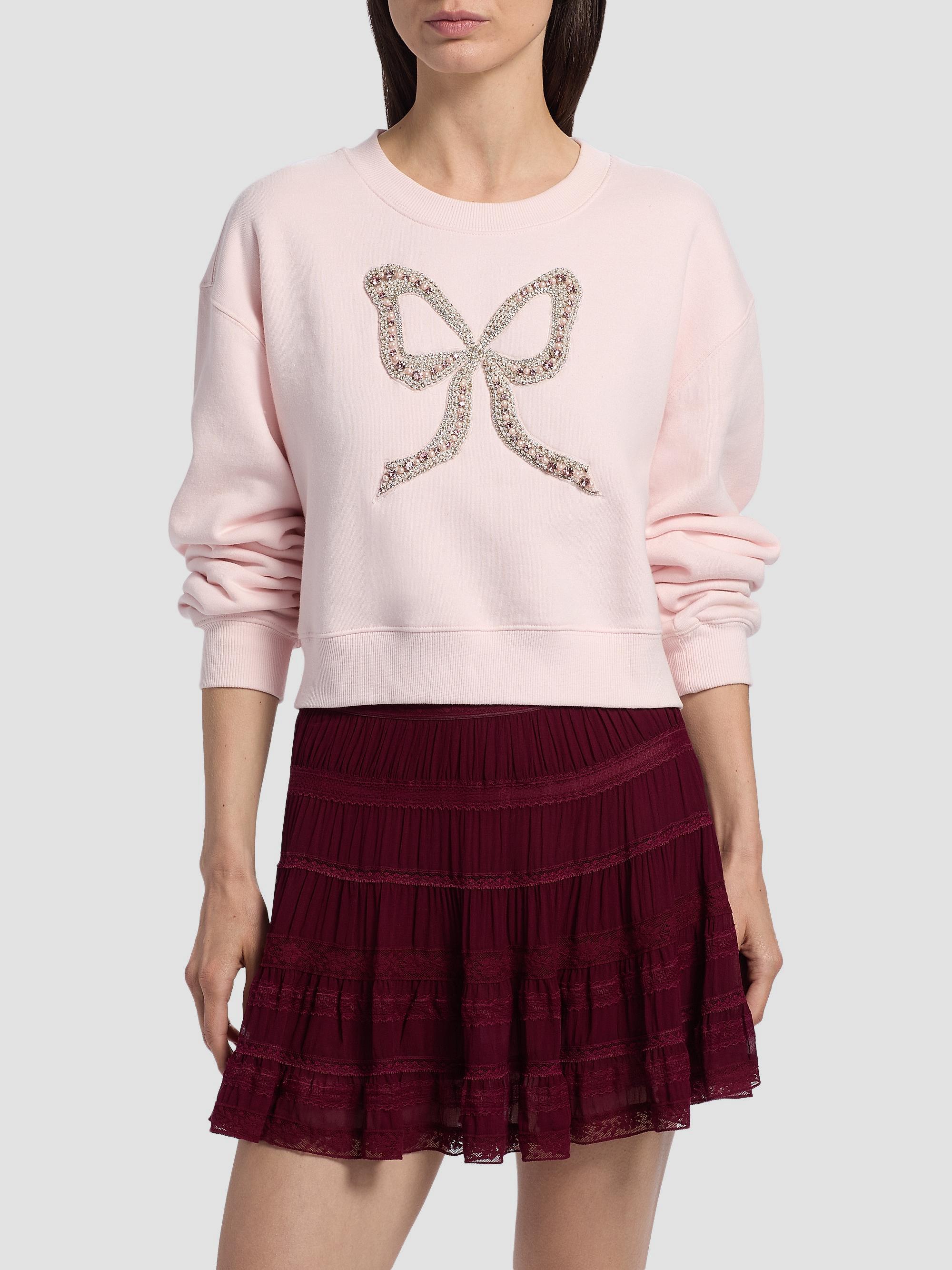 LoveShackFancy Rylan Cotton-Blend Embellished Bow Sweater | Saks Fifth ...