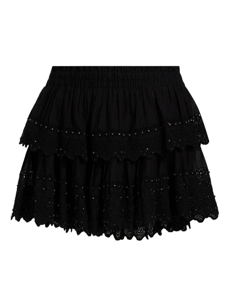 Loveshackfancy Women's Embellished Cotton Miniskirt In Black