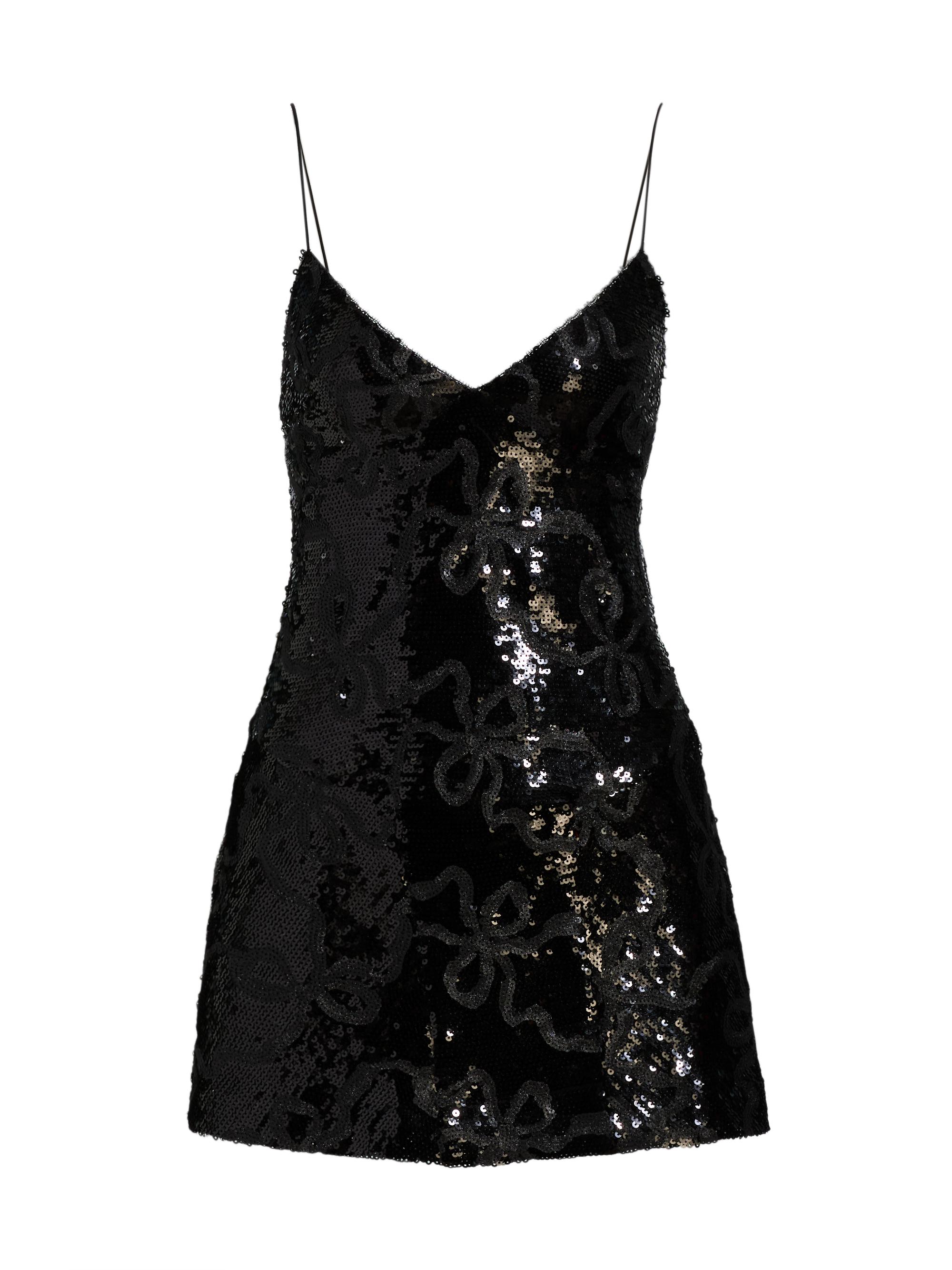 Emmi Lace-Trim Bow Velvet Minidress