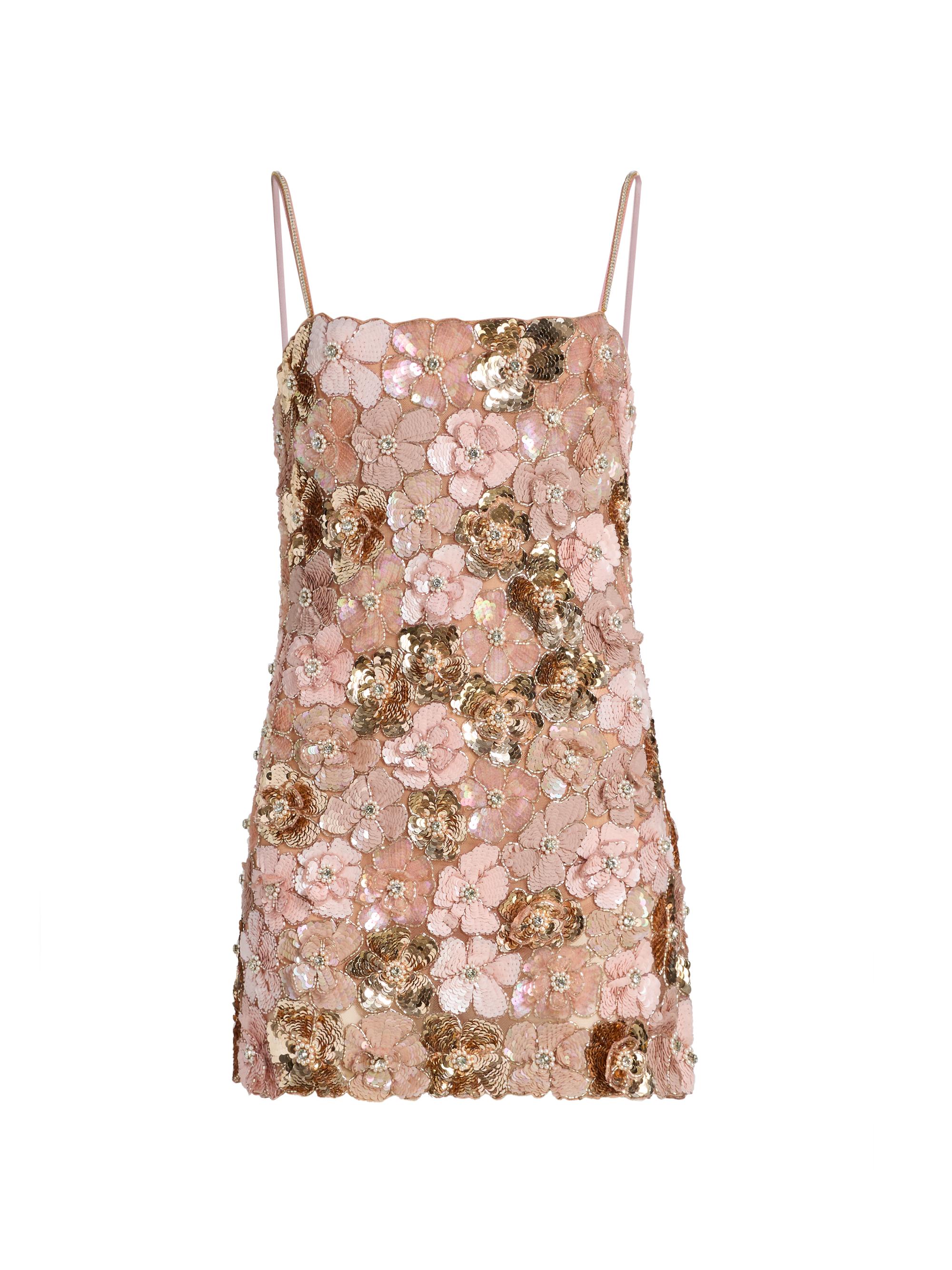 LoveShackFancy Women's Aleria Floral-Embellished Minidress - Rose Gold