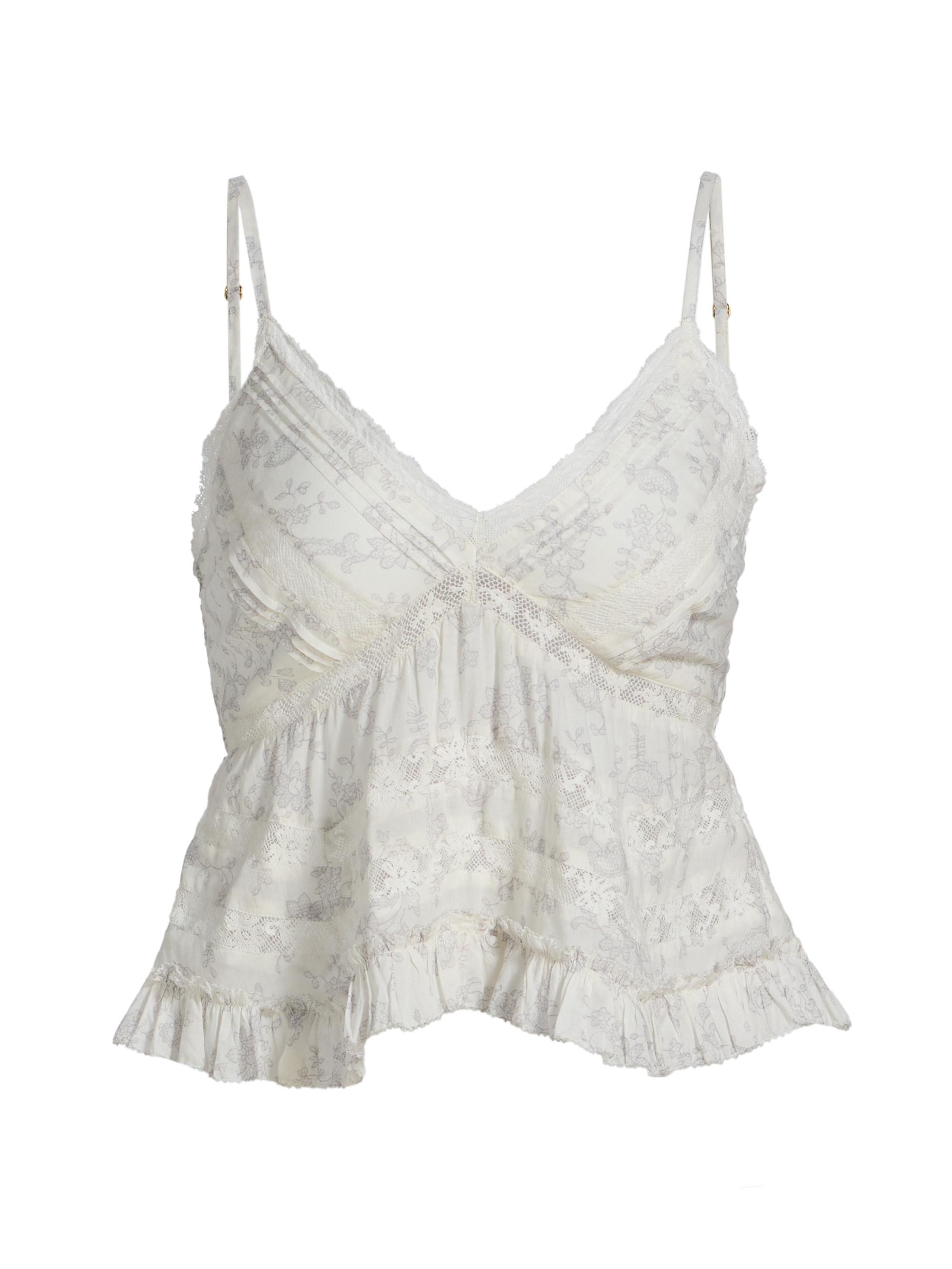 LoveShackFancy Women's Faelith Ruffle Top - Chantilly