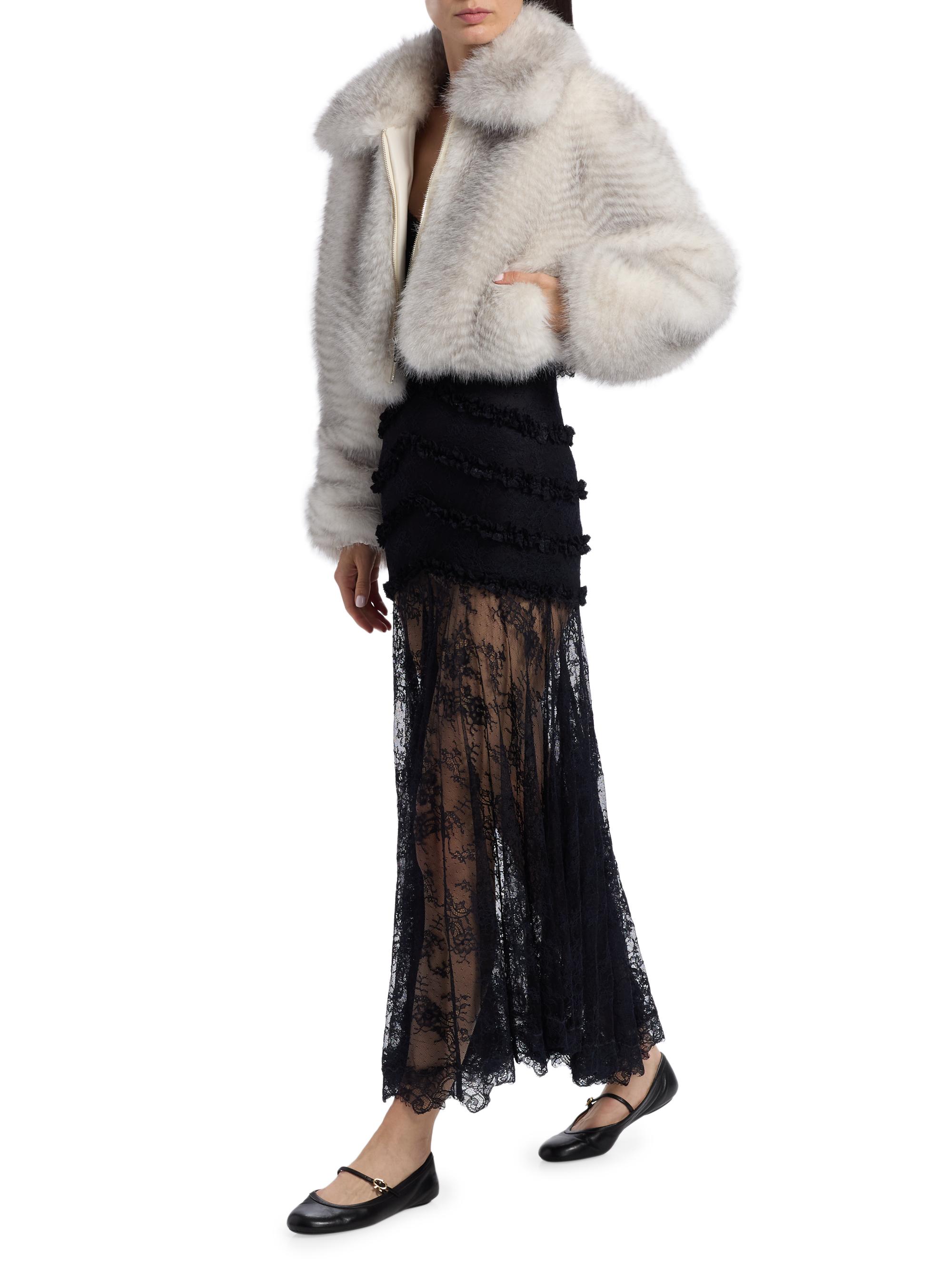 LoveShackFancy Orlen Faux-Fur Crop Jacket | Saks Fifth Avenue