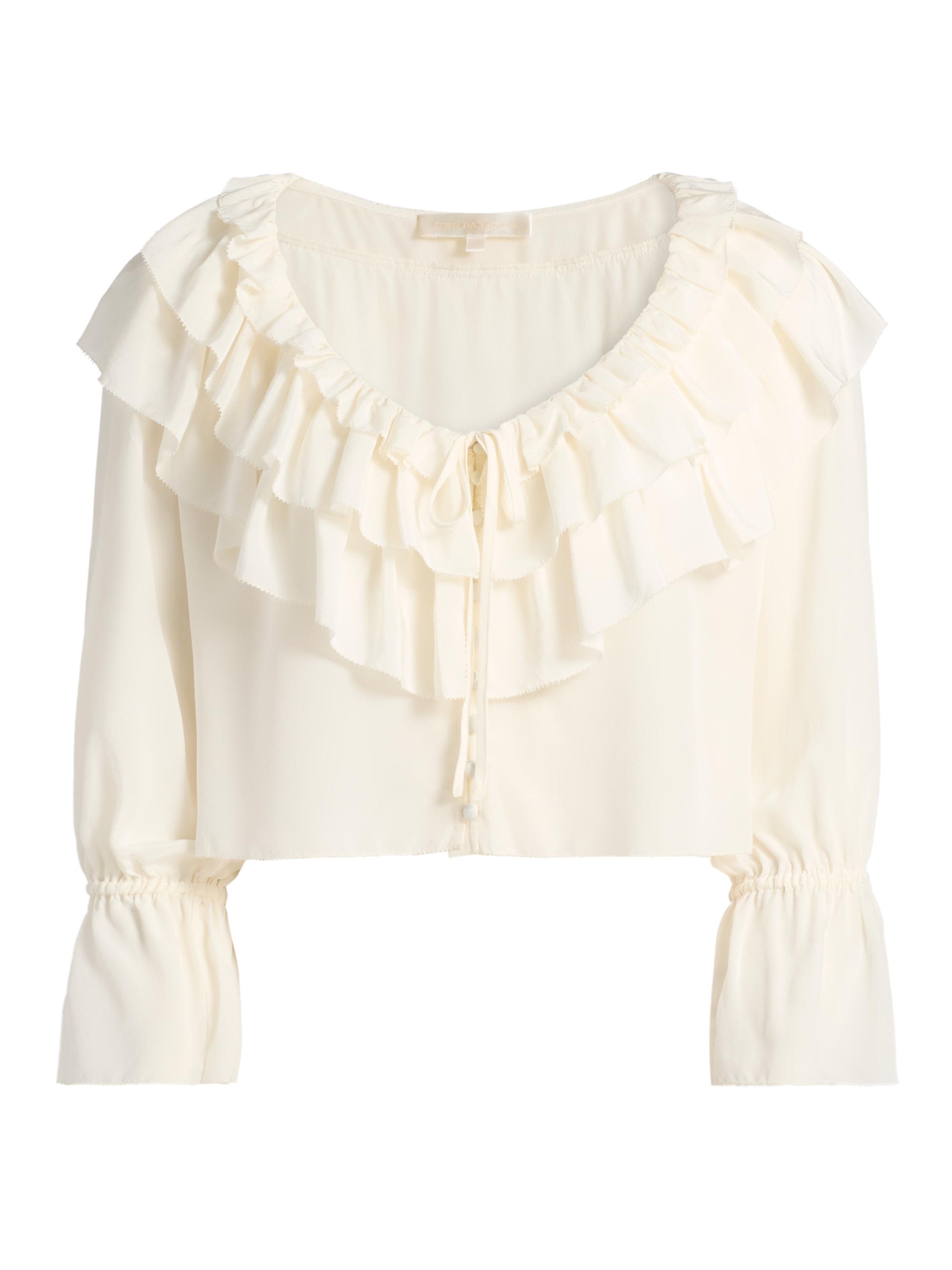 LoveShackFancy Women's Warlow Ruffled Silk Crop Top -