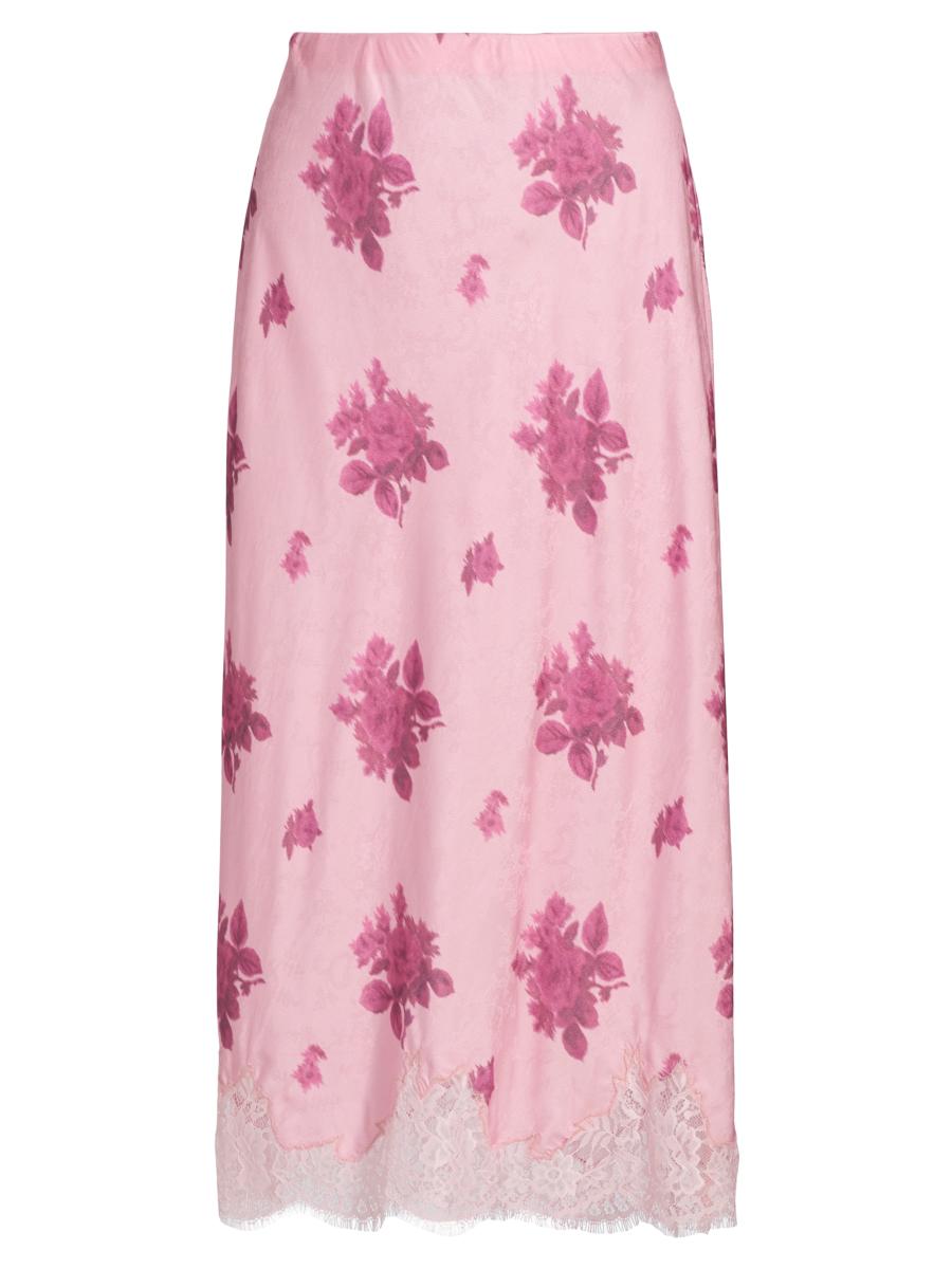 Loveshackfancy Women's Malina Lace-trim Floral Silk-blend Midi-skirt