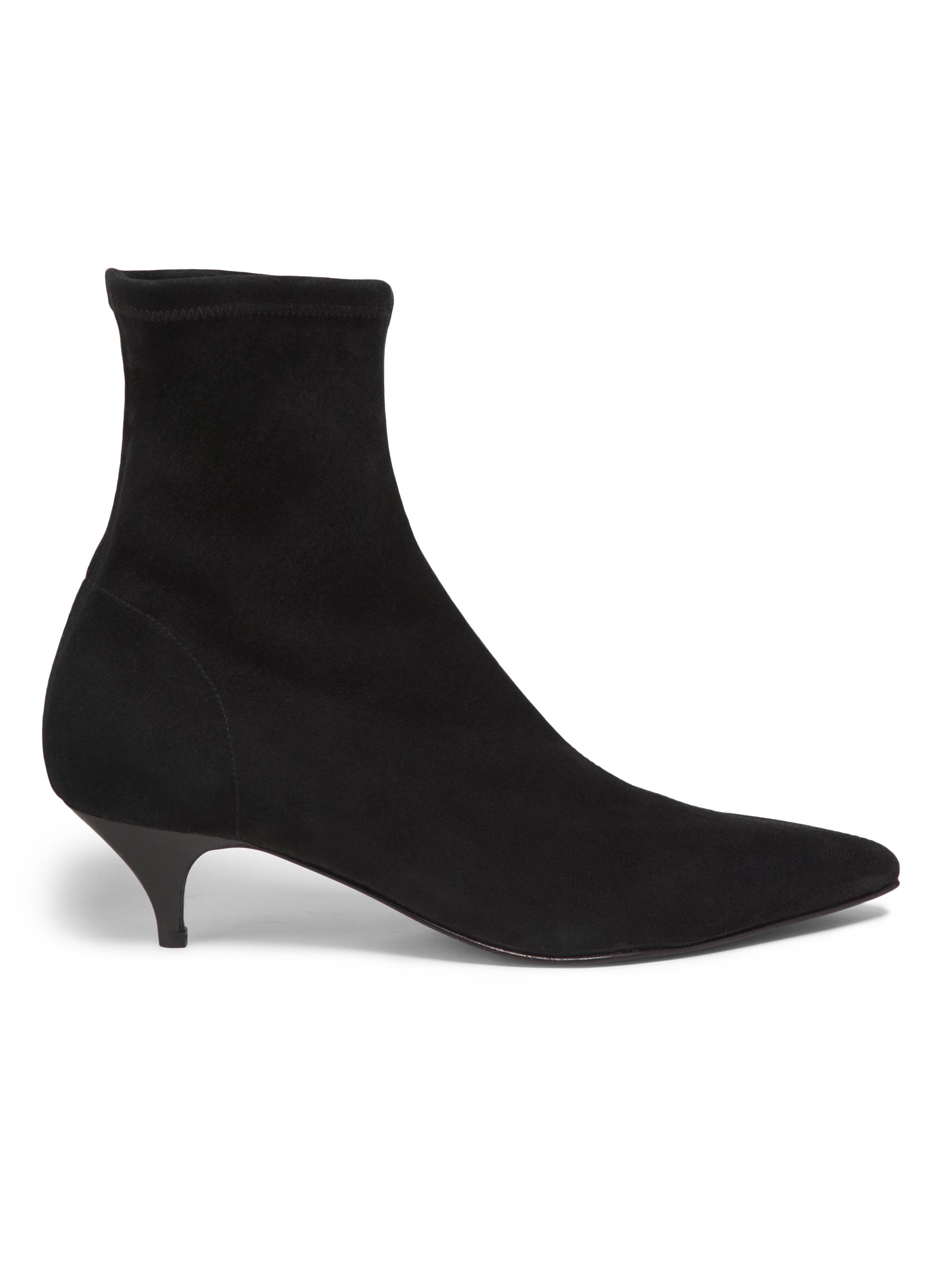 Ophelia Suede Kitten-Heel Ankle Boots