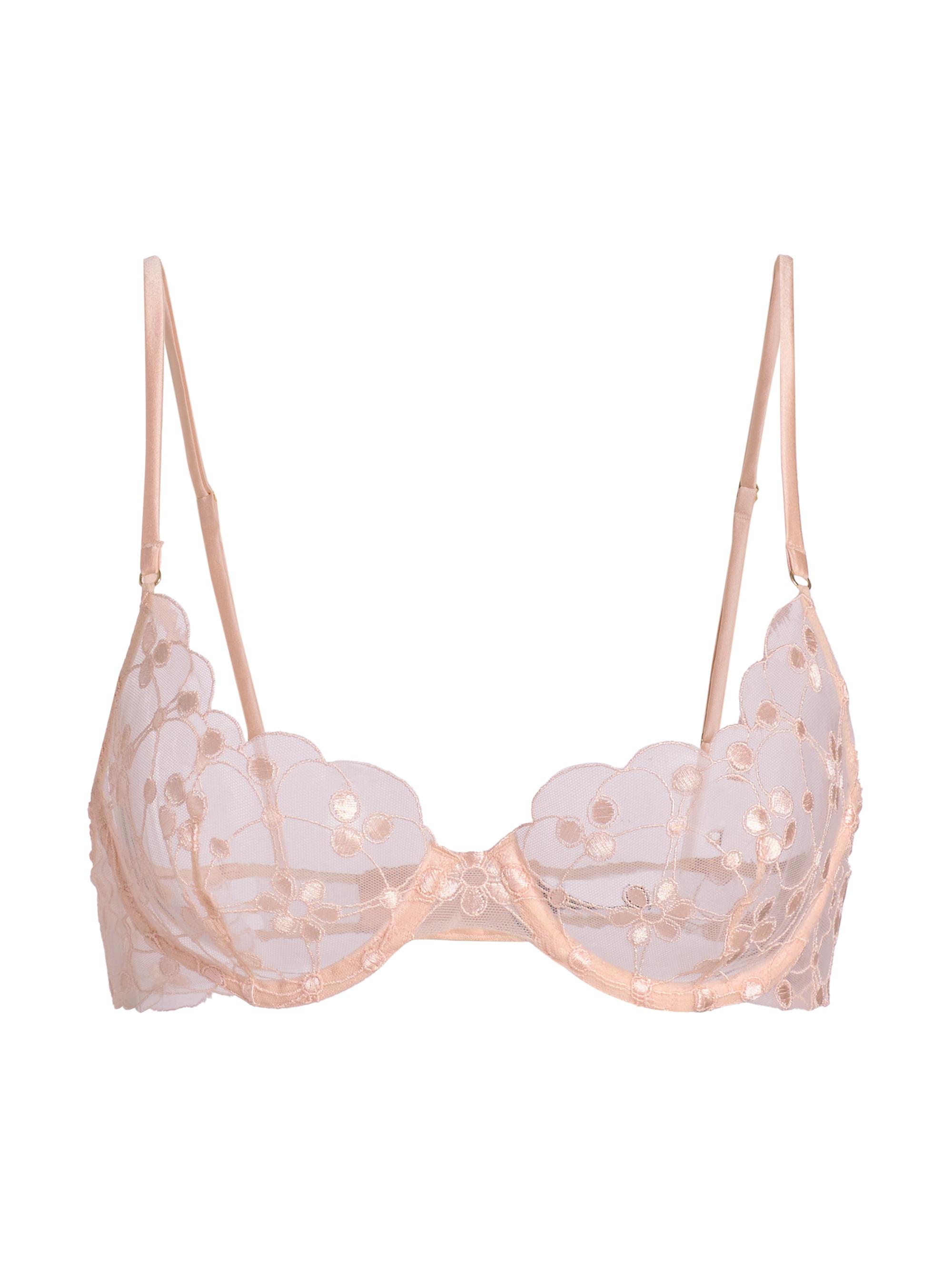 Kiki de Montparnasse Women's Rosette Embroidered Sheer Demi Bra - Blush