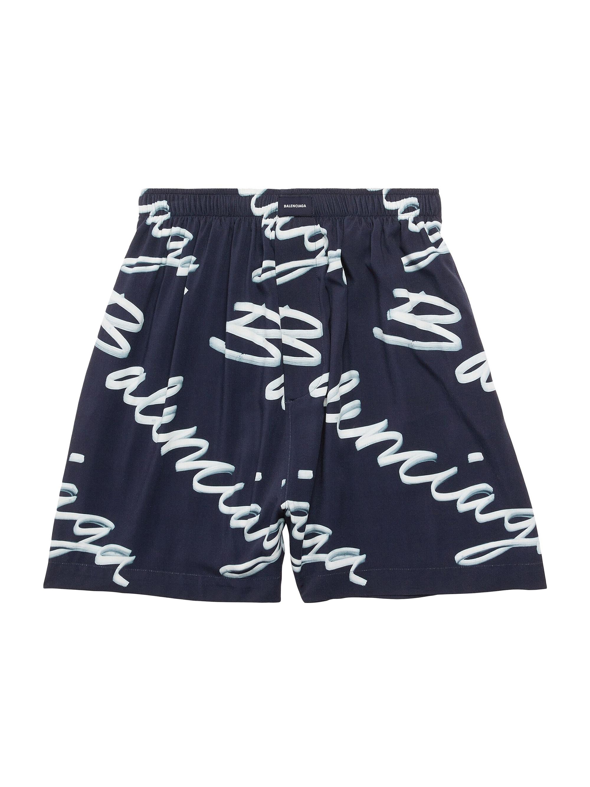 Balenciaga Men's Scribble Pyjama Shorts - Navy Blue