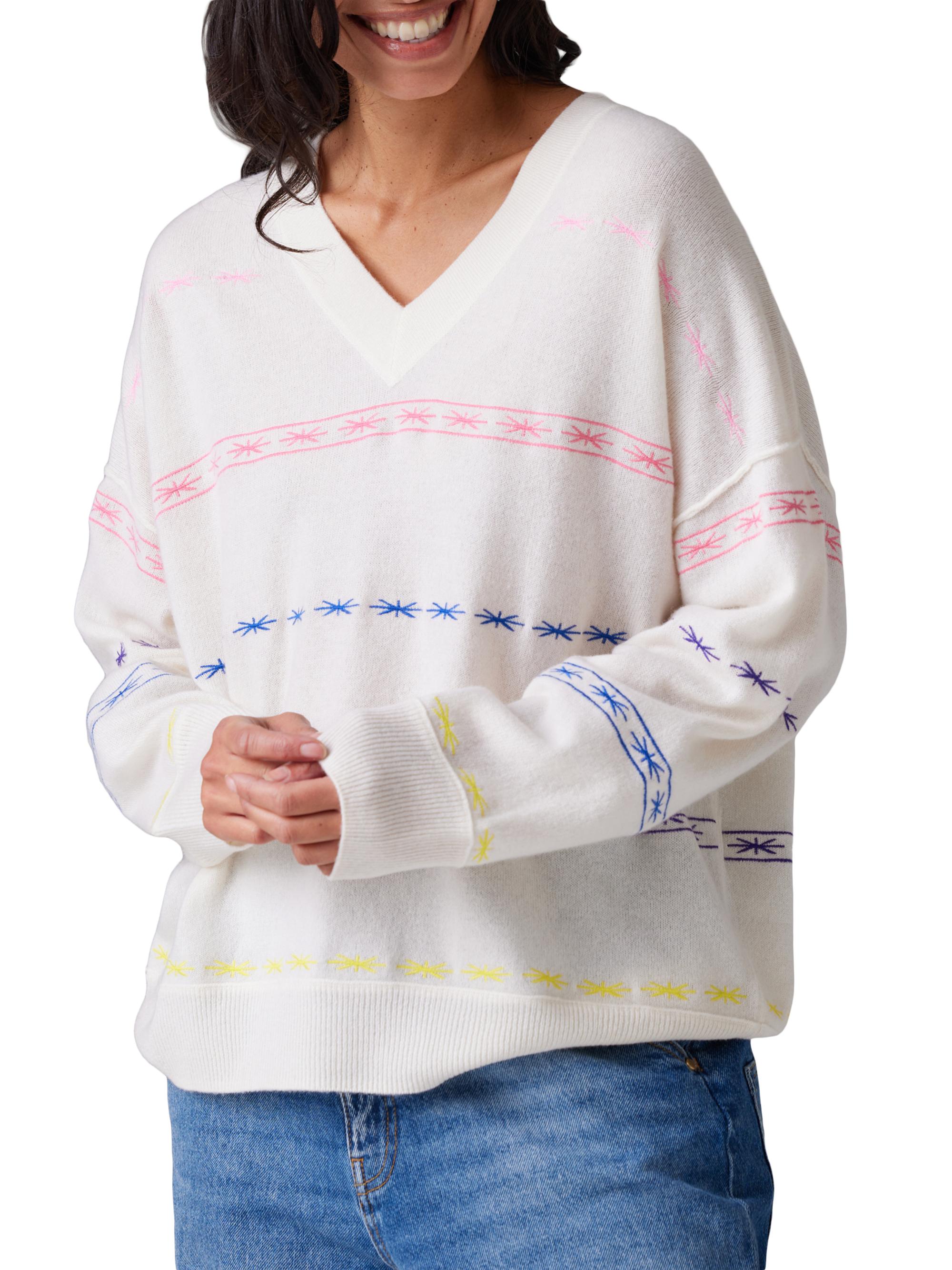 COLORUSH Embroidered Cashmere V-Neck Sweater | Saks Fifth Avenue