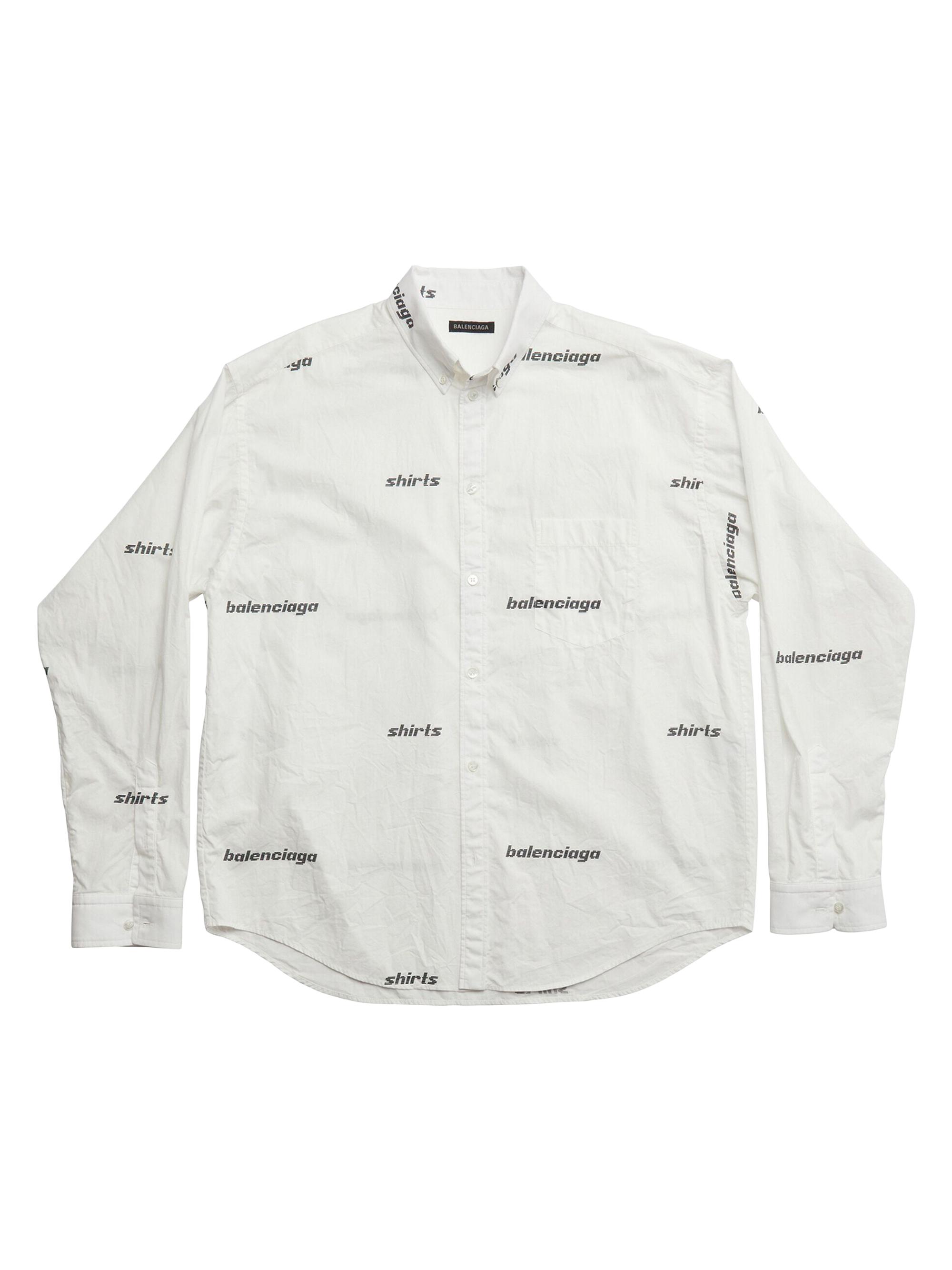Balenciaga Men's Shirt All Over Large Fit Shirt - White