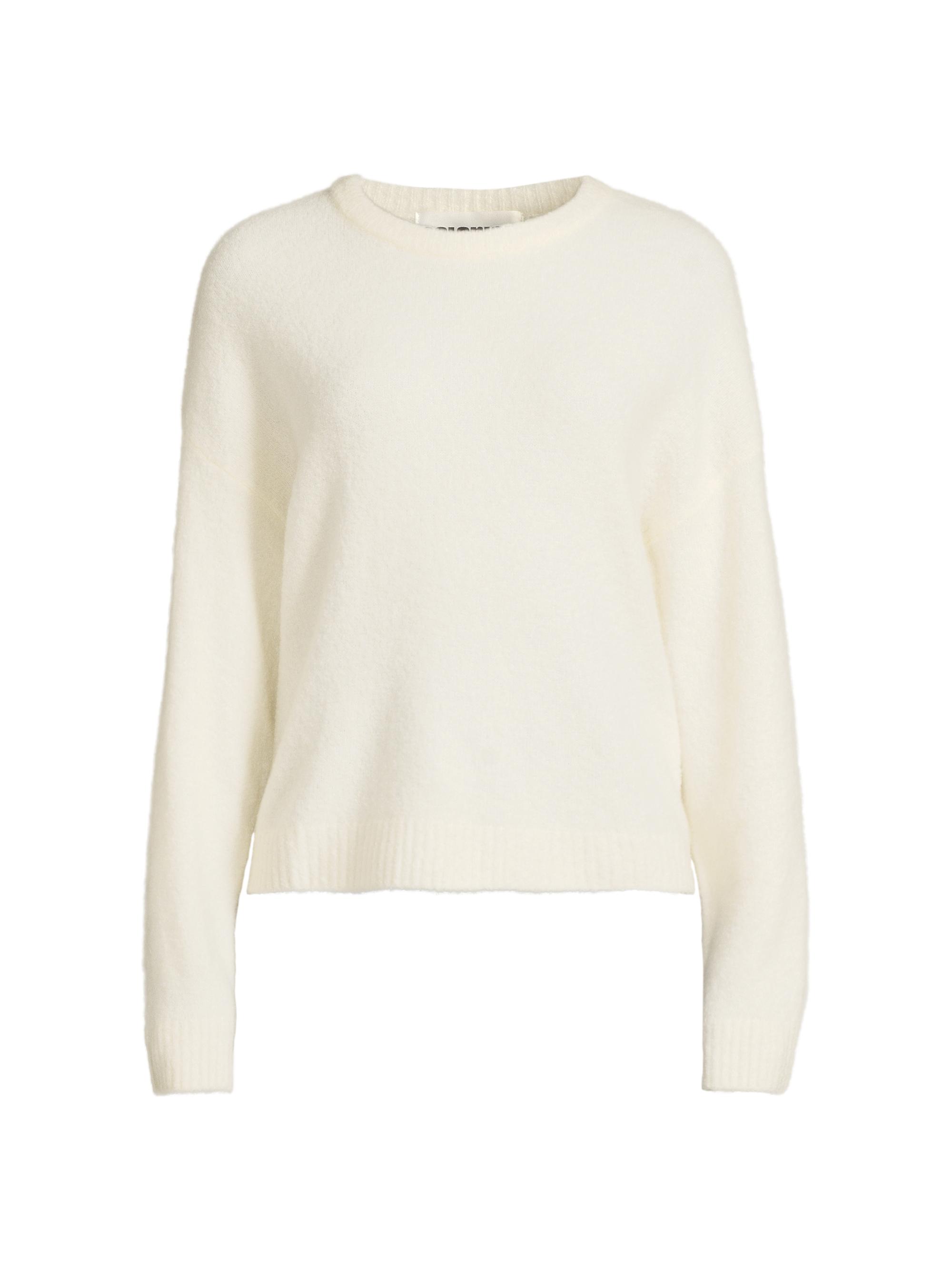 COLORUSH Women's Bouclé Wool-Cashmere Blend Sweater - Snow Drop