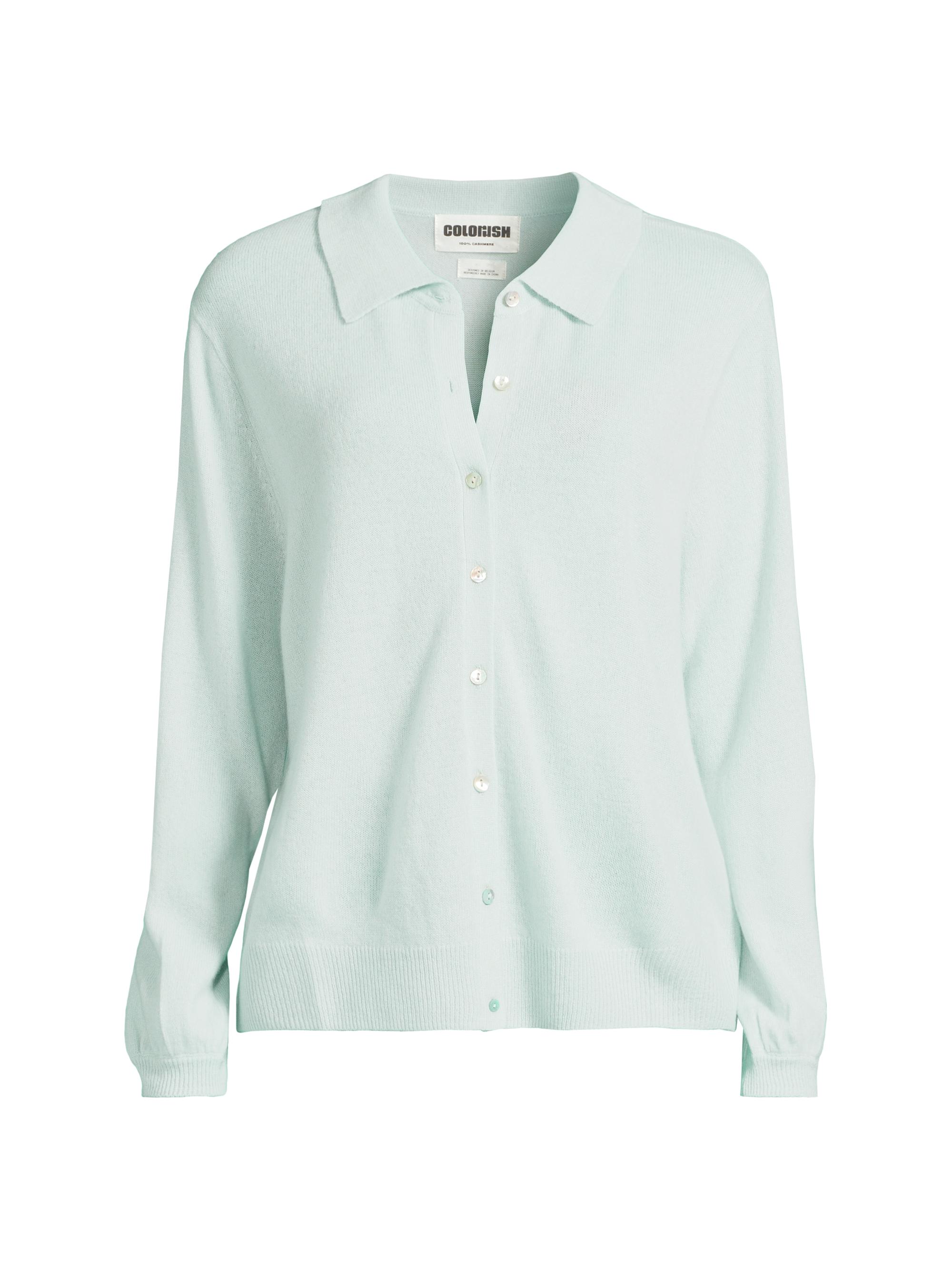 COLORUSH Women's Collared Cashmere Cardigan - Morning Dew
