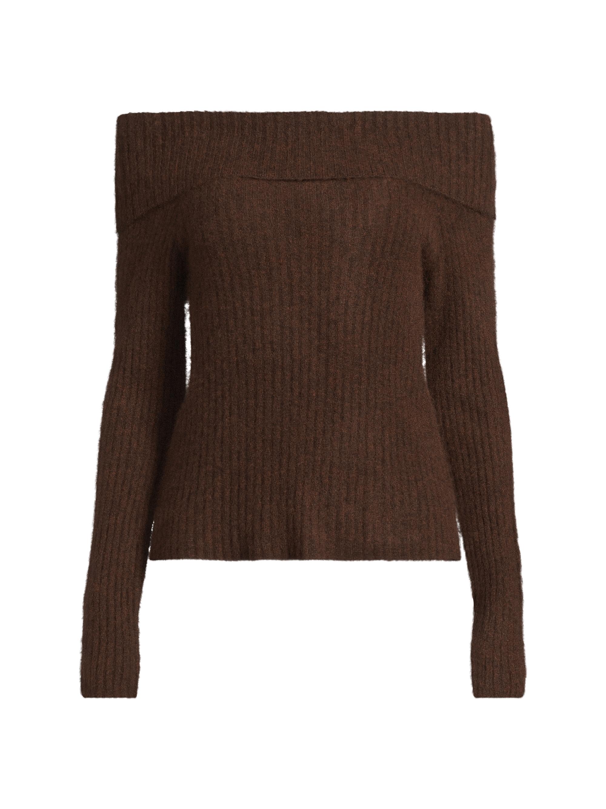 COLORUSH Women's Off-the-Shoulder Silk-Cashmere Sweaeter - Americano