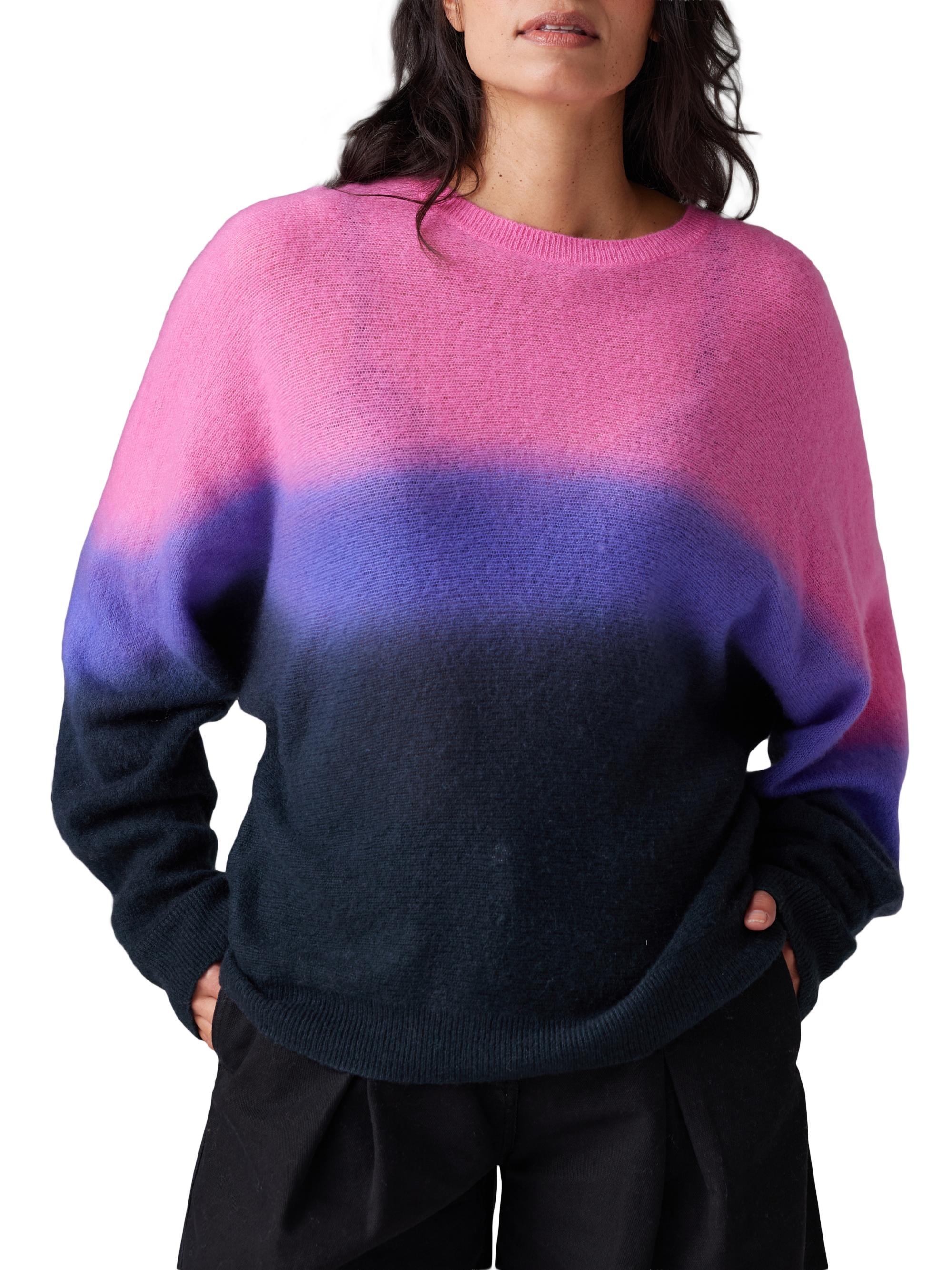 COLORUSH Women's Cashmere-Silk Dip-Dye Crewneck Sweater - Sugar Plum