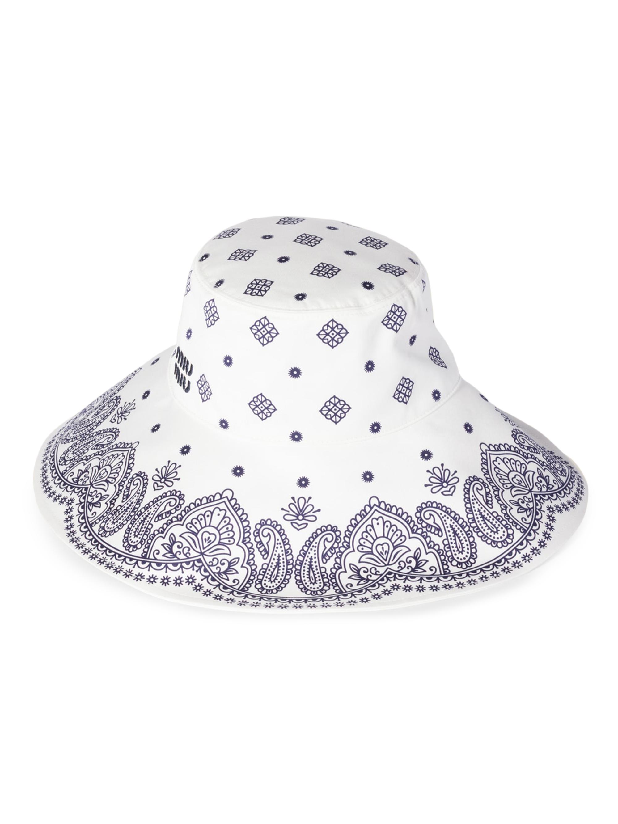 Miu Miu Women's Printed Cotton Hat - Blue