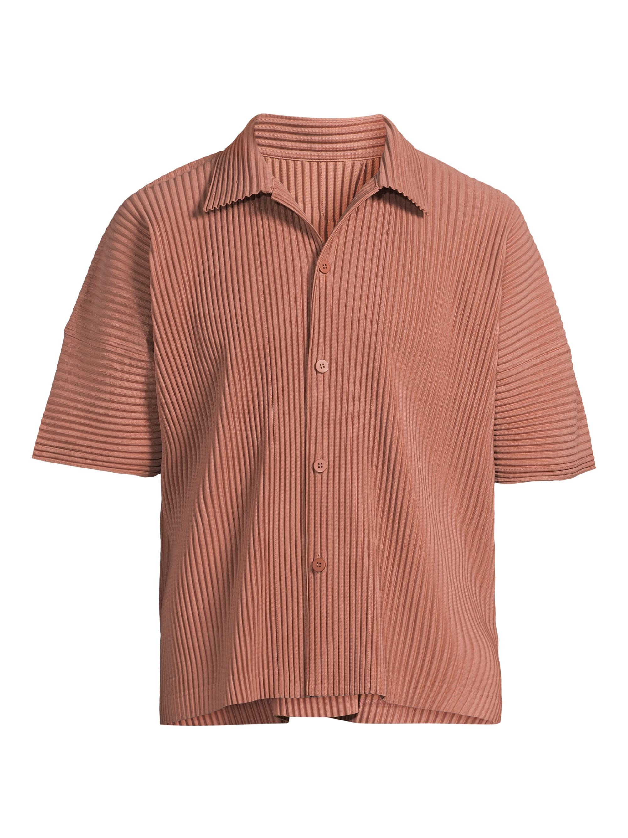 Homme Plissé Issey Miyake Men's July Textured Short-Sleeve Shirt - Vanadinite Red