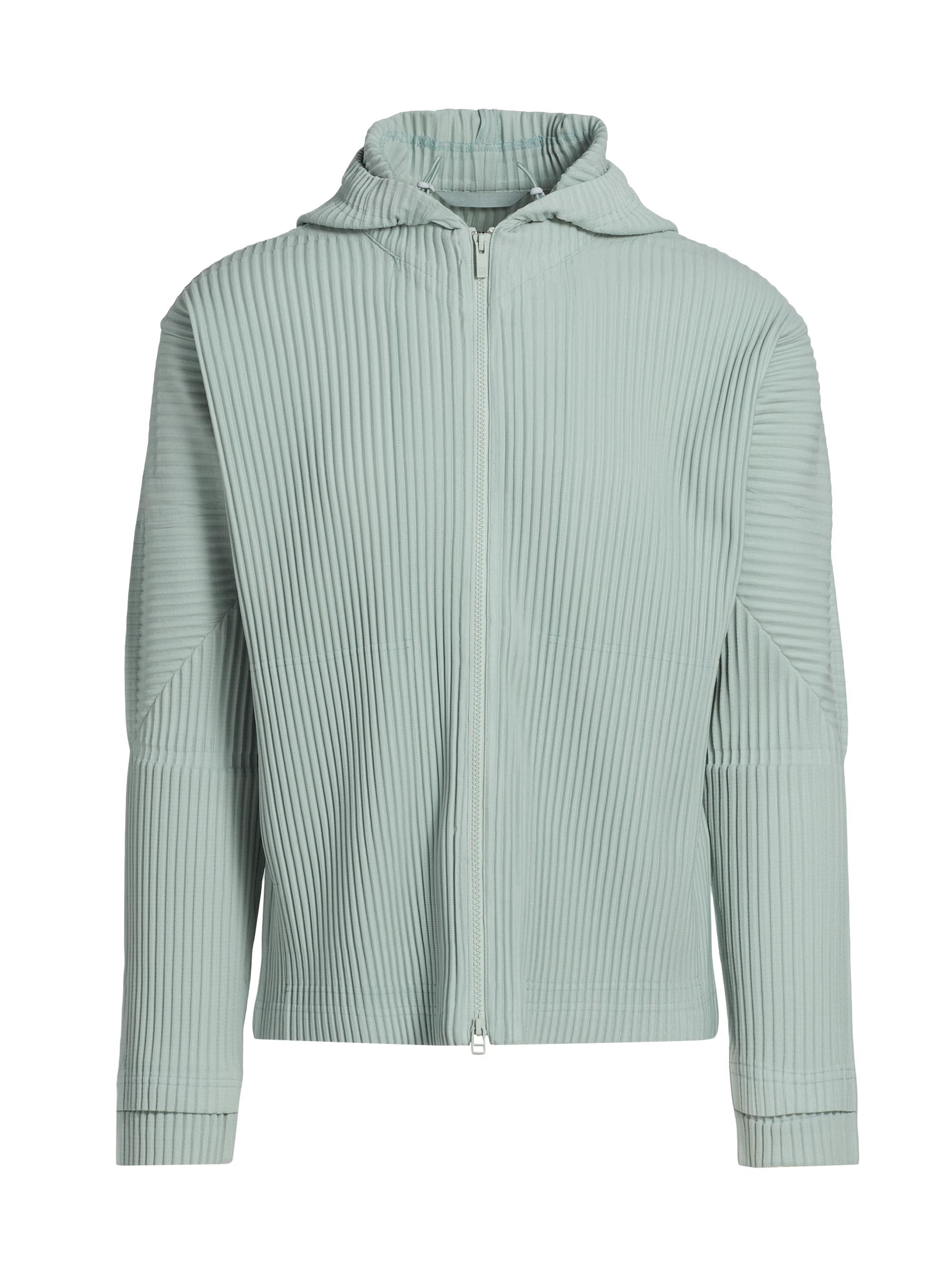 Homme Plissé Issey Miyake Men's Monthly Colors: July Pleated Two-Way Zip Hoodie - Sericite Blue