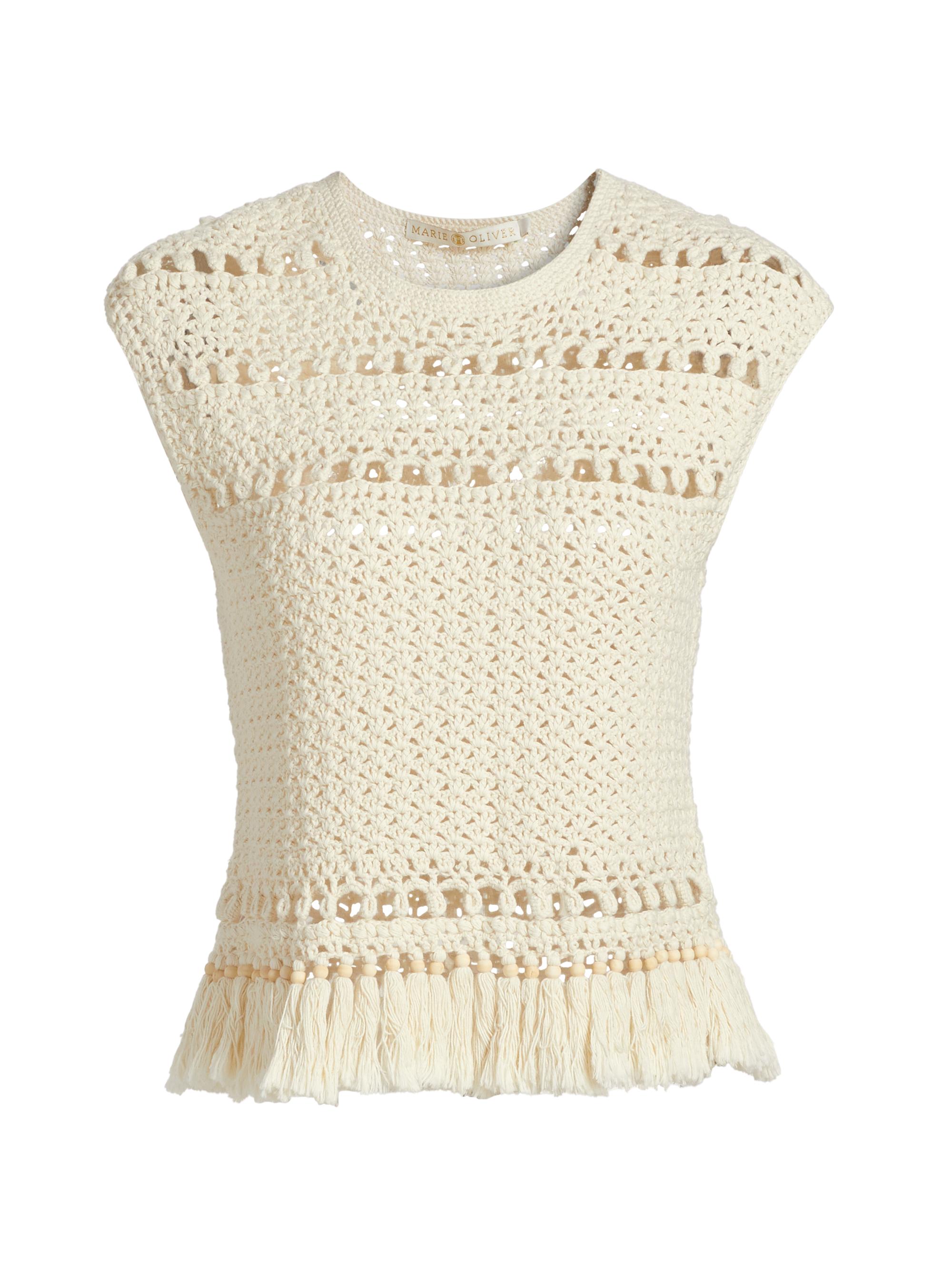 Marie Oliver Women's Mira Cotton Crochet Fringe Top - Vesper